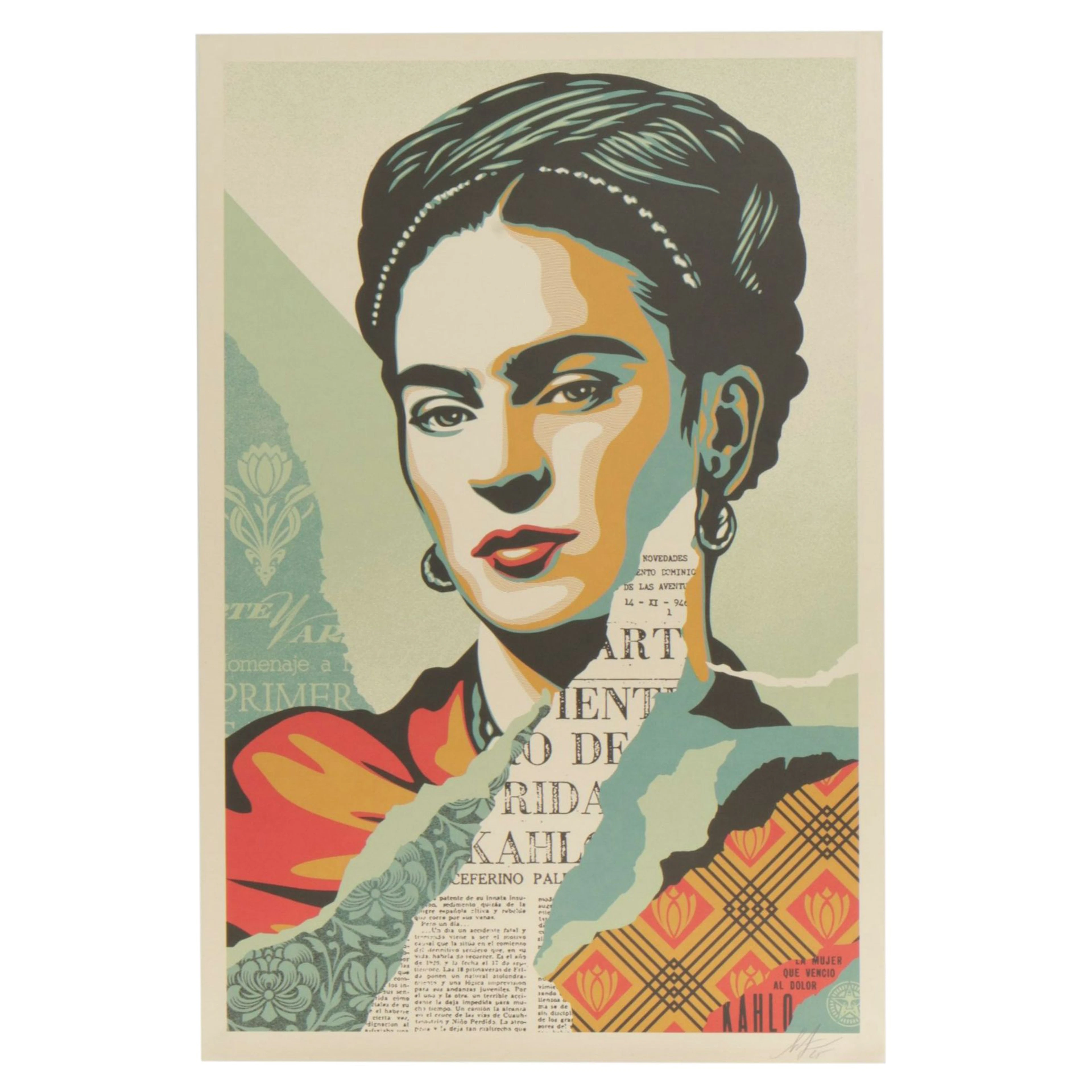 Shepard Fairey Offset Lithograph "The Woman Who Defeated Pain (Frida Kahlo)"