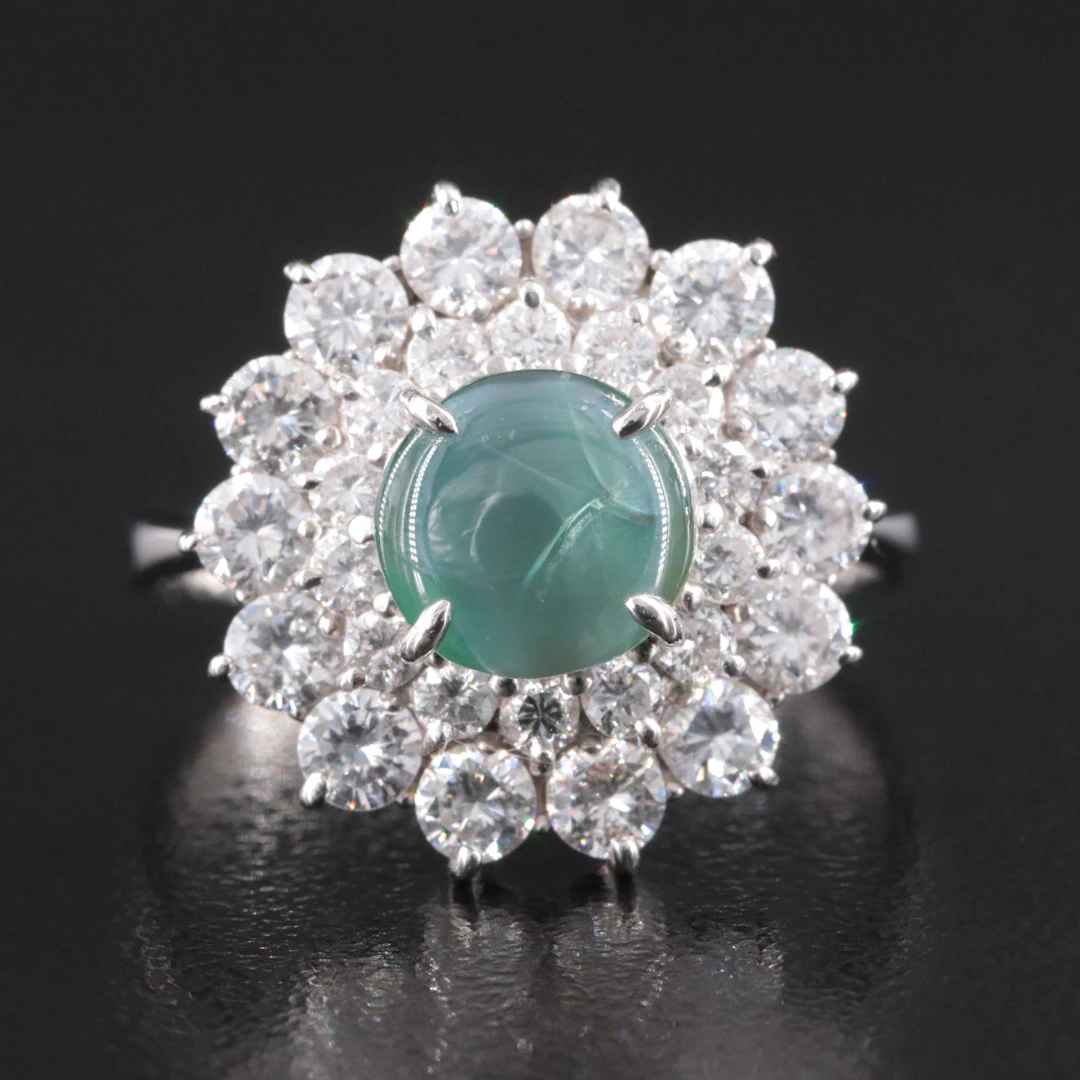 Platinum 2.10 CT Cat's Eye Alexandrite and 1.51 CTW Diamond Ring with