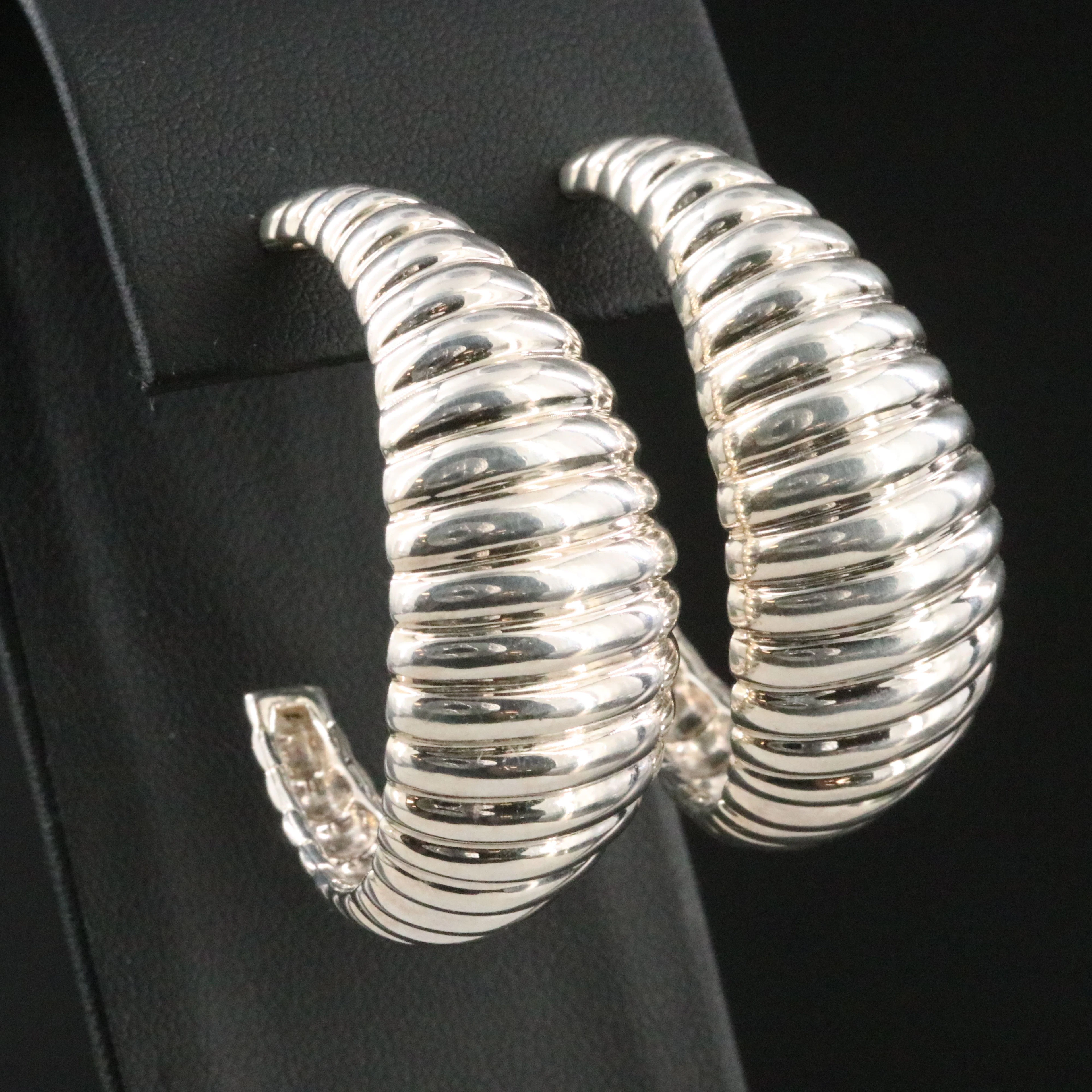 John Hardy Bedeg Sterling Fluted Hoop Earrings