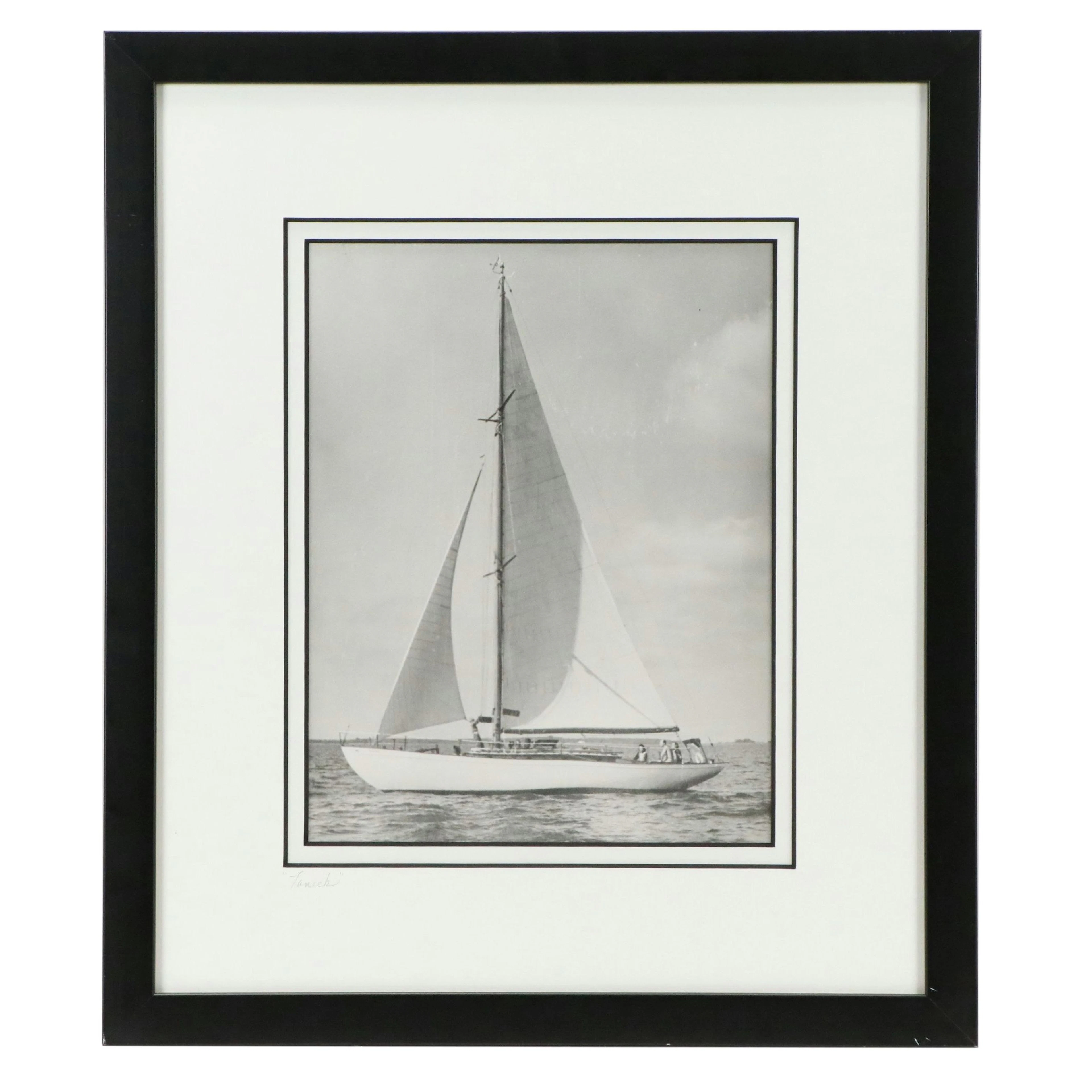Maritime Silver Gelatin Print of Sailboat "Taneek"
