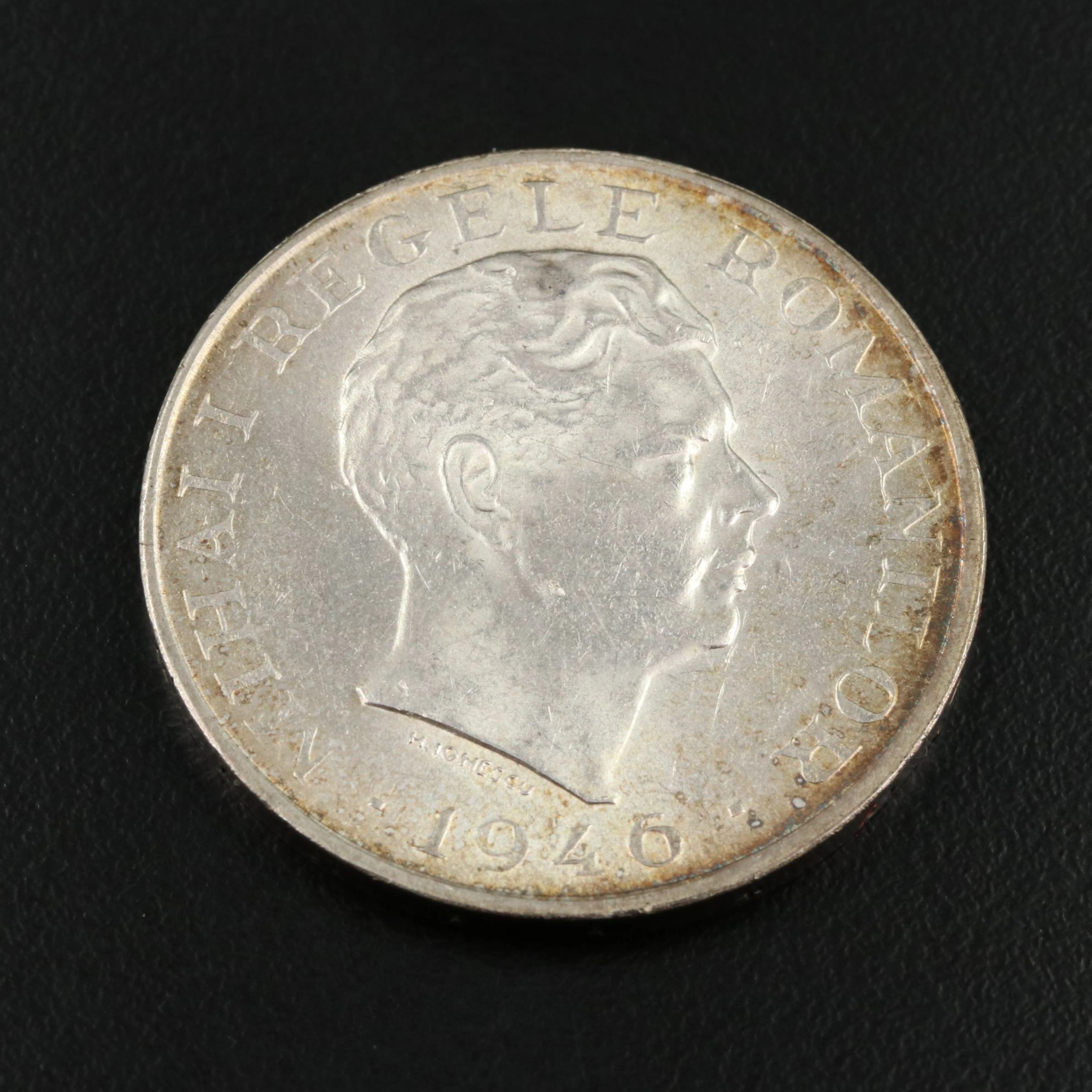 1946 Romania 100,000-Lei Silver Coin
