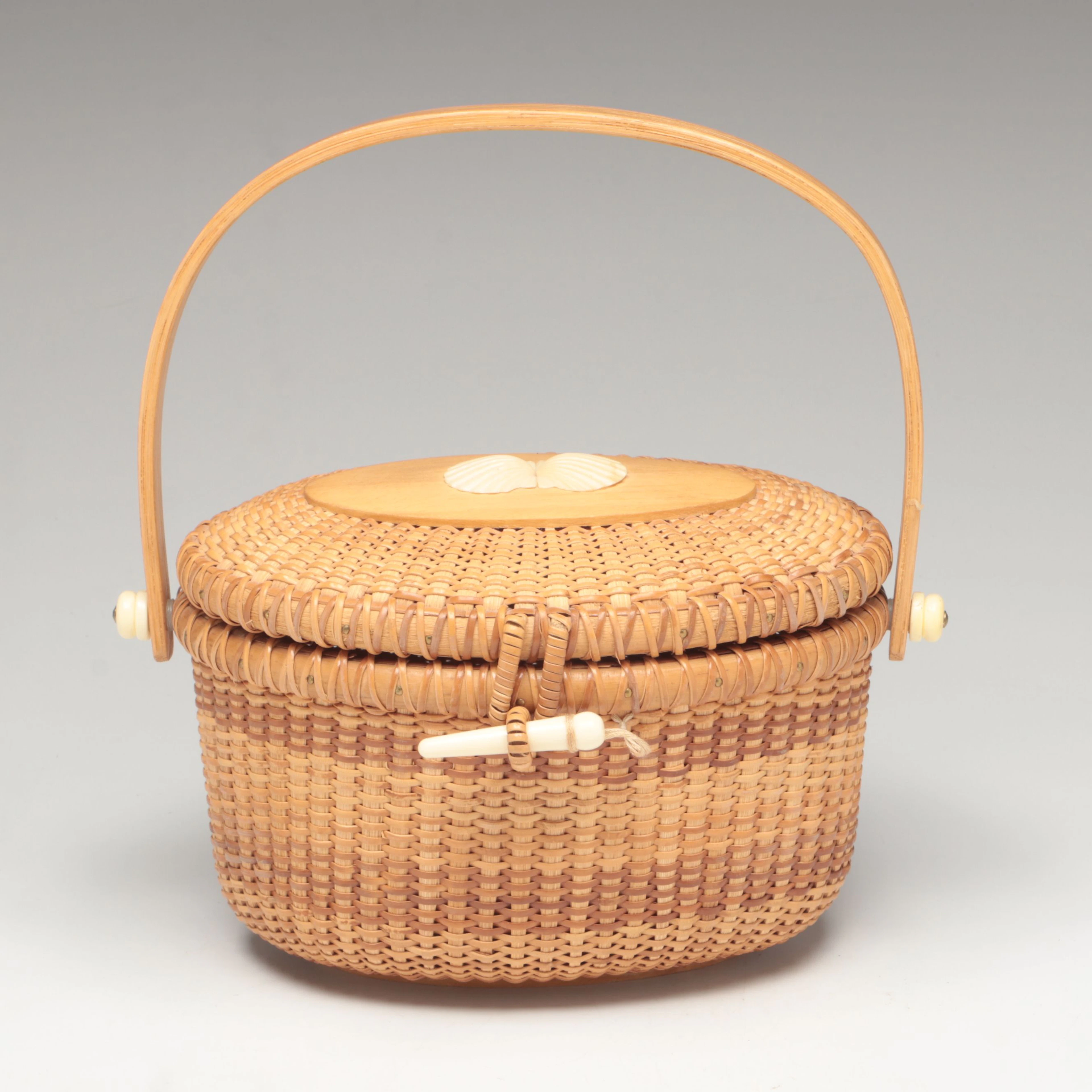 Nantucket Style Handwoven Basket, Late 20th Century