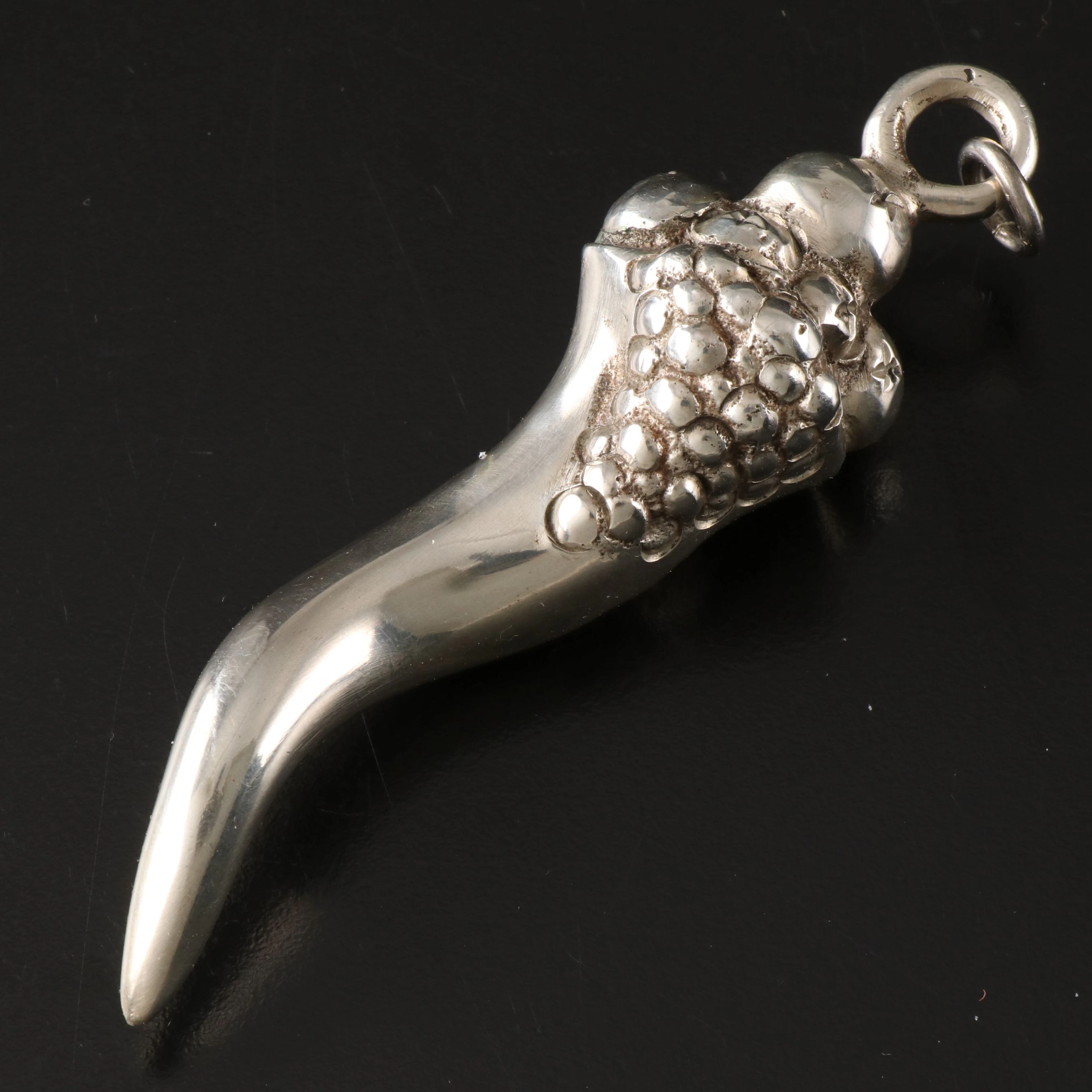 Attilio de Luca Italian 800 Silver Grape Cluster Cornicello