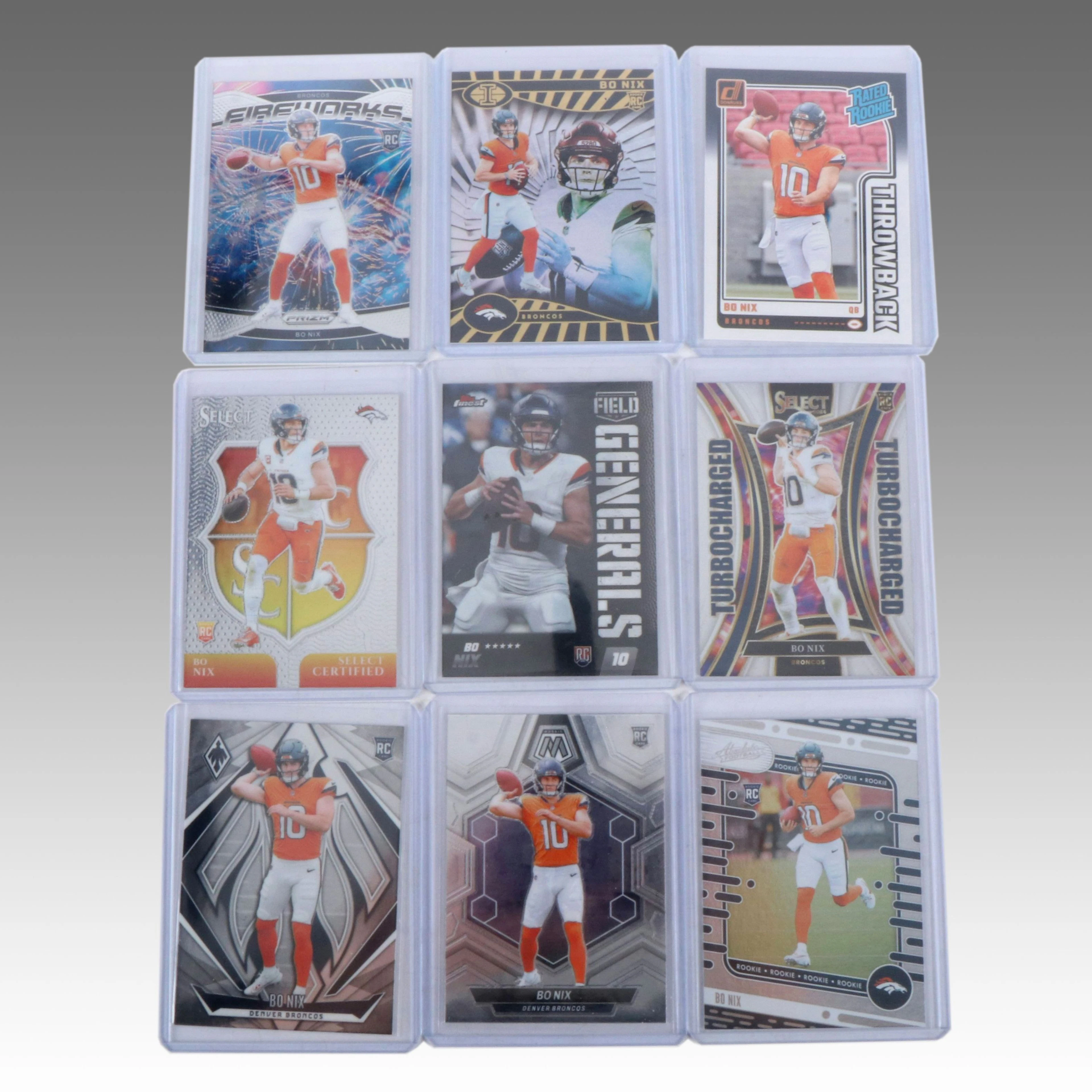 Nine Bo Nix Denver Broncos Rookie Football Cards