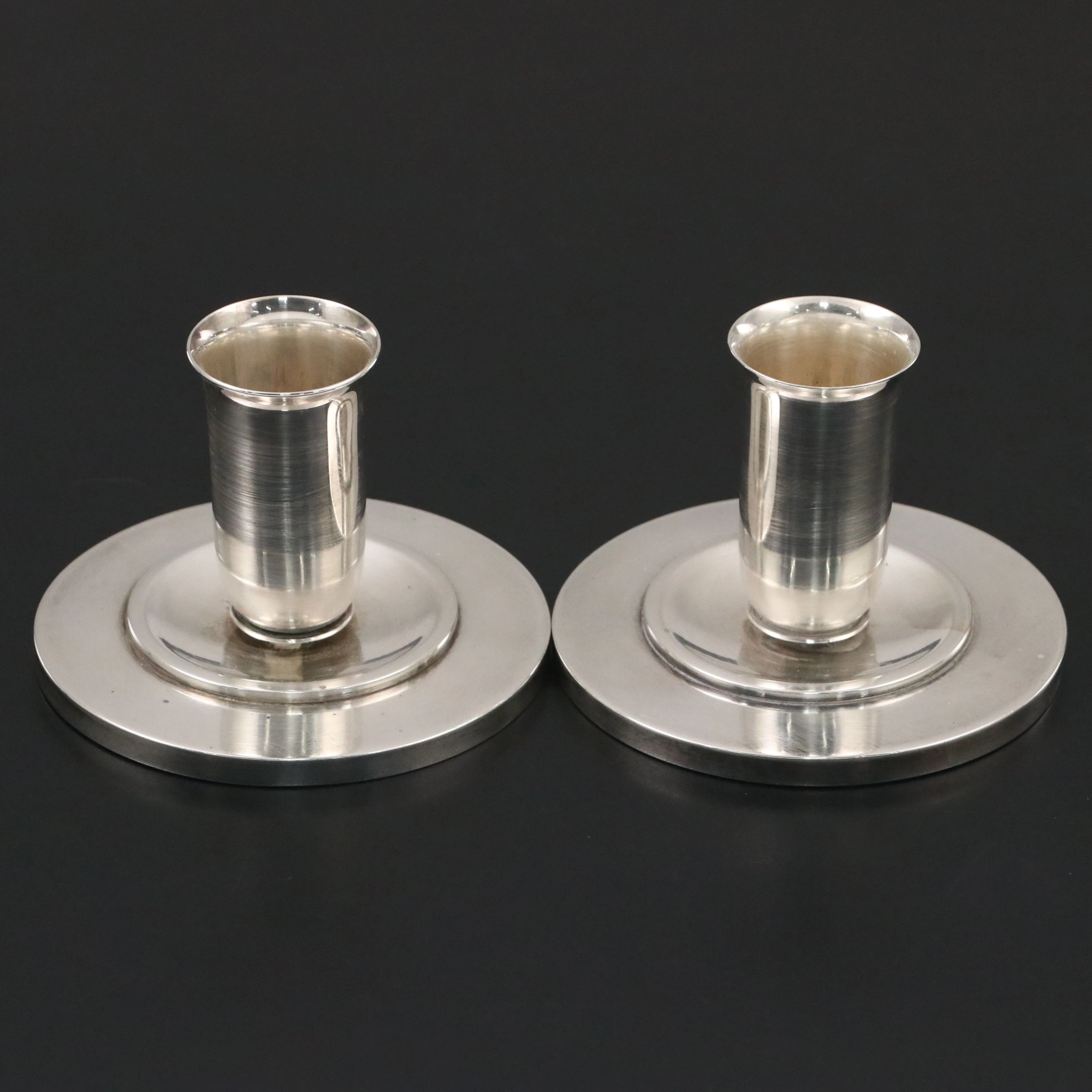 Harald Nielsen for Georg Jensen "Pyramid" Sterling Silver Low Candlesticks