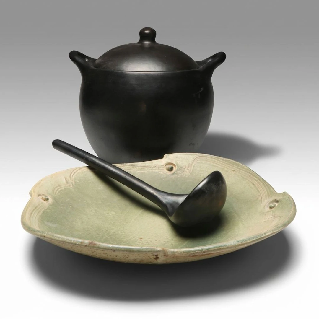 Blackware Tureen and Ladle with Other Art Pottery Bowl, Late 20th to 21st C.