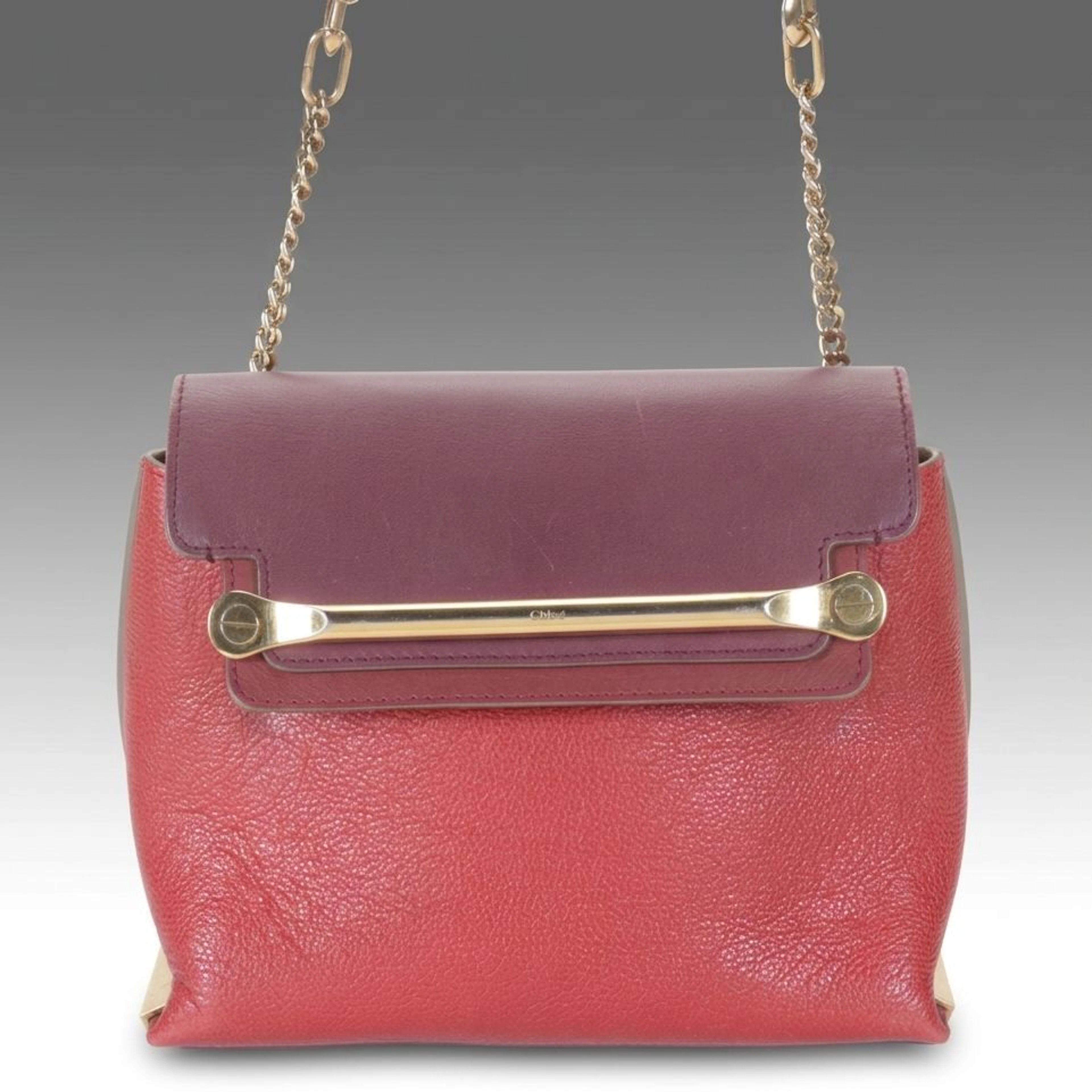 Chloé Clare Crossbody Bag in Tricolor Red Calfskin Leather