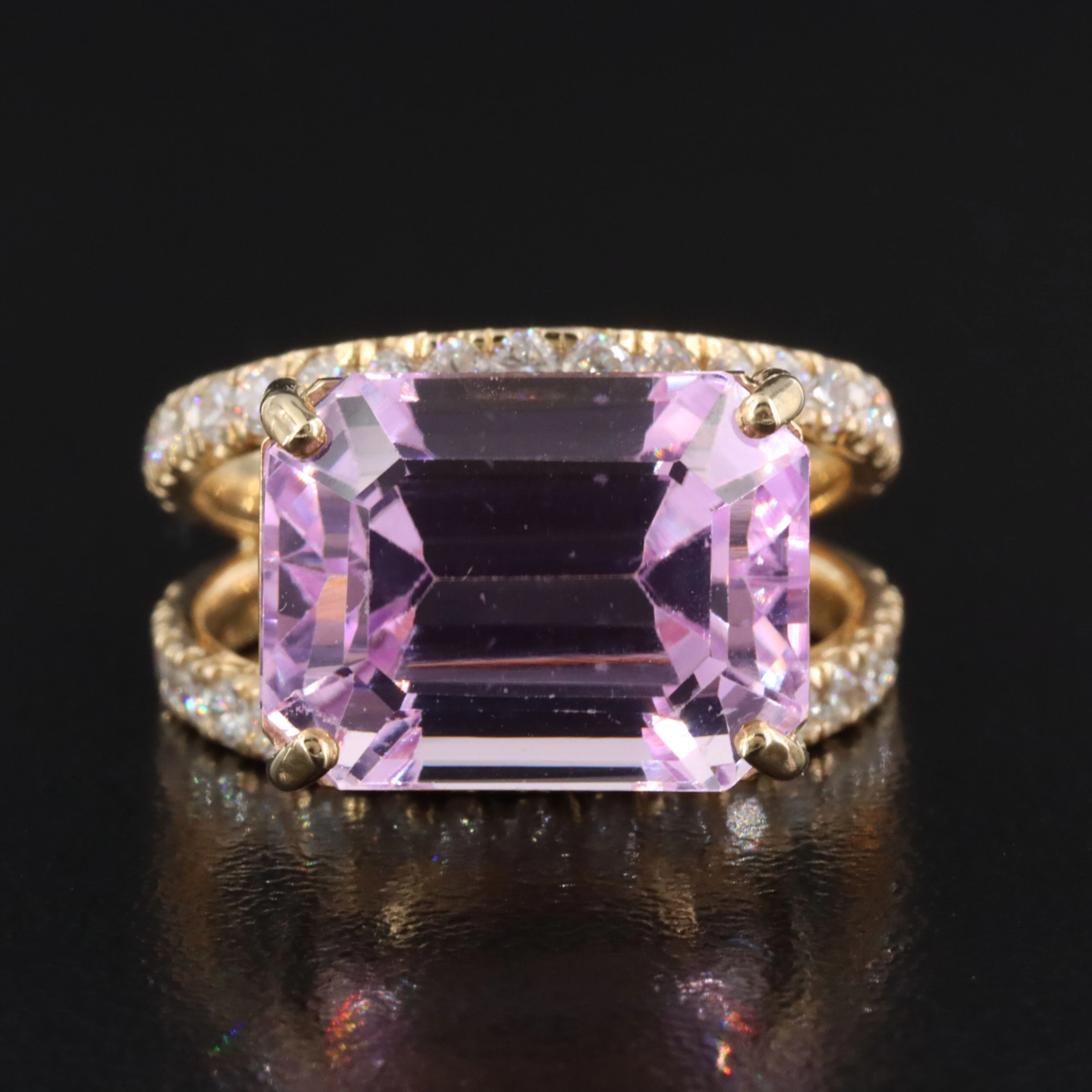 14K 12.27 CT Kunzite and 1.00 CTW Diamond Ring
