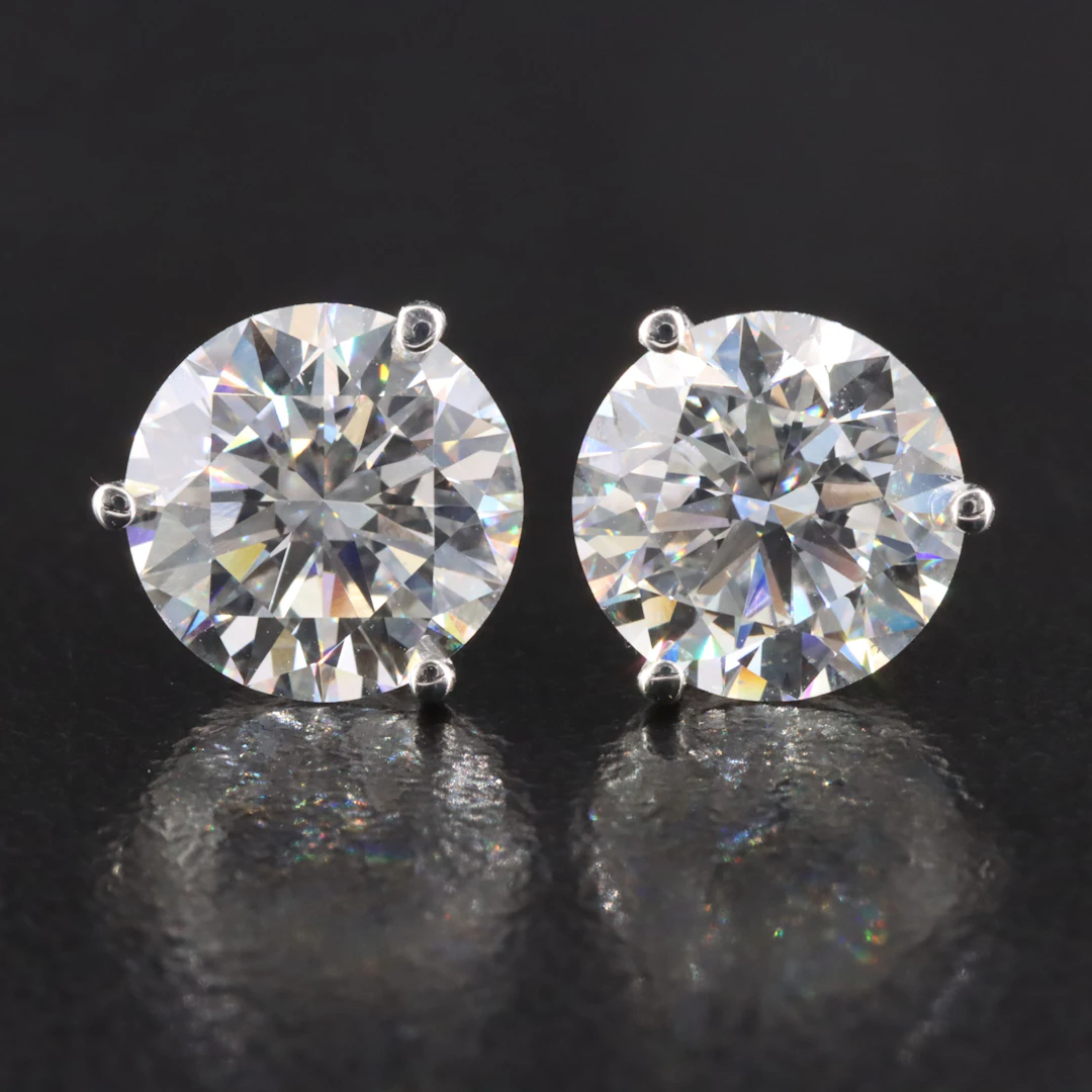 14K 4.20 CTW Lab Grown Diamond Solitaire Earrings with IGI Reports
