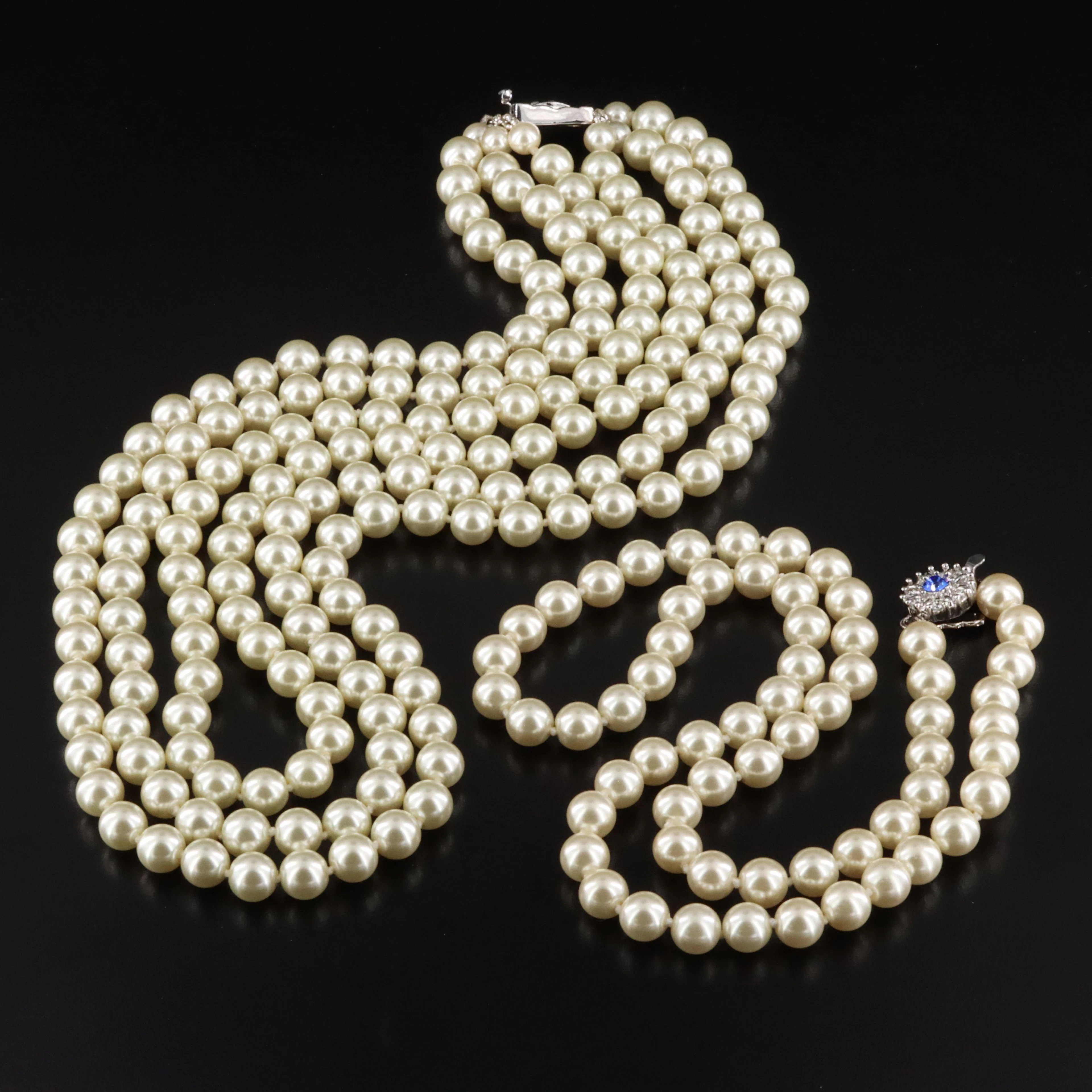 Camrose & Kross Jacqueline Bouvier Kennedy Faux Pearl and Rhinestone Necklaces