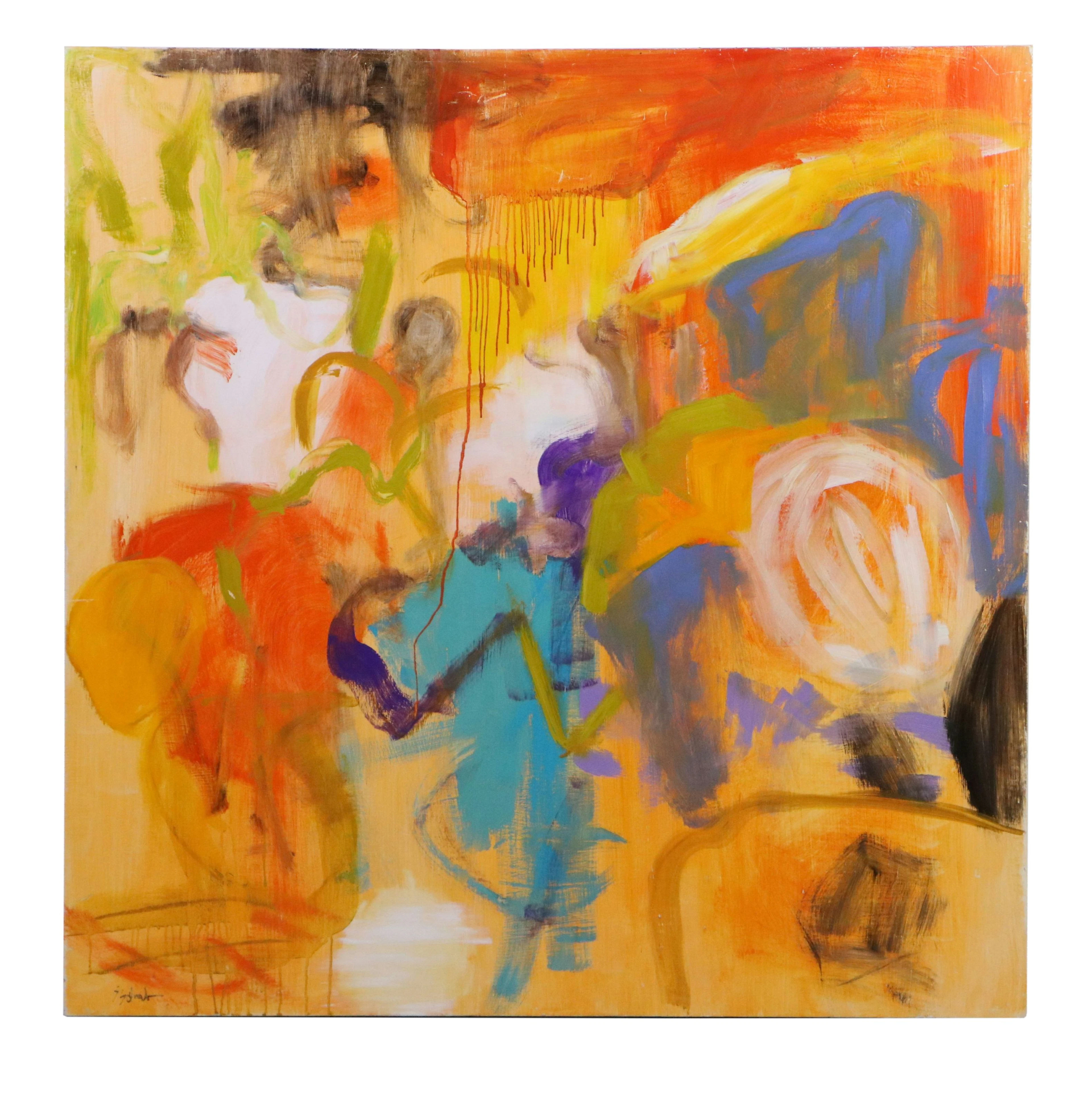Susan Schuler Abstract Oil Painting "Afternoon Dreaming," 21st Century