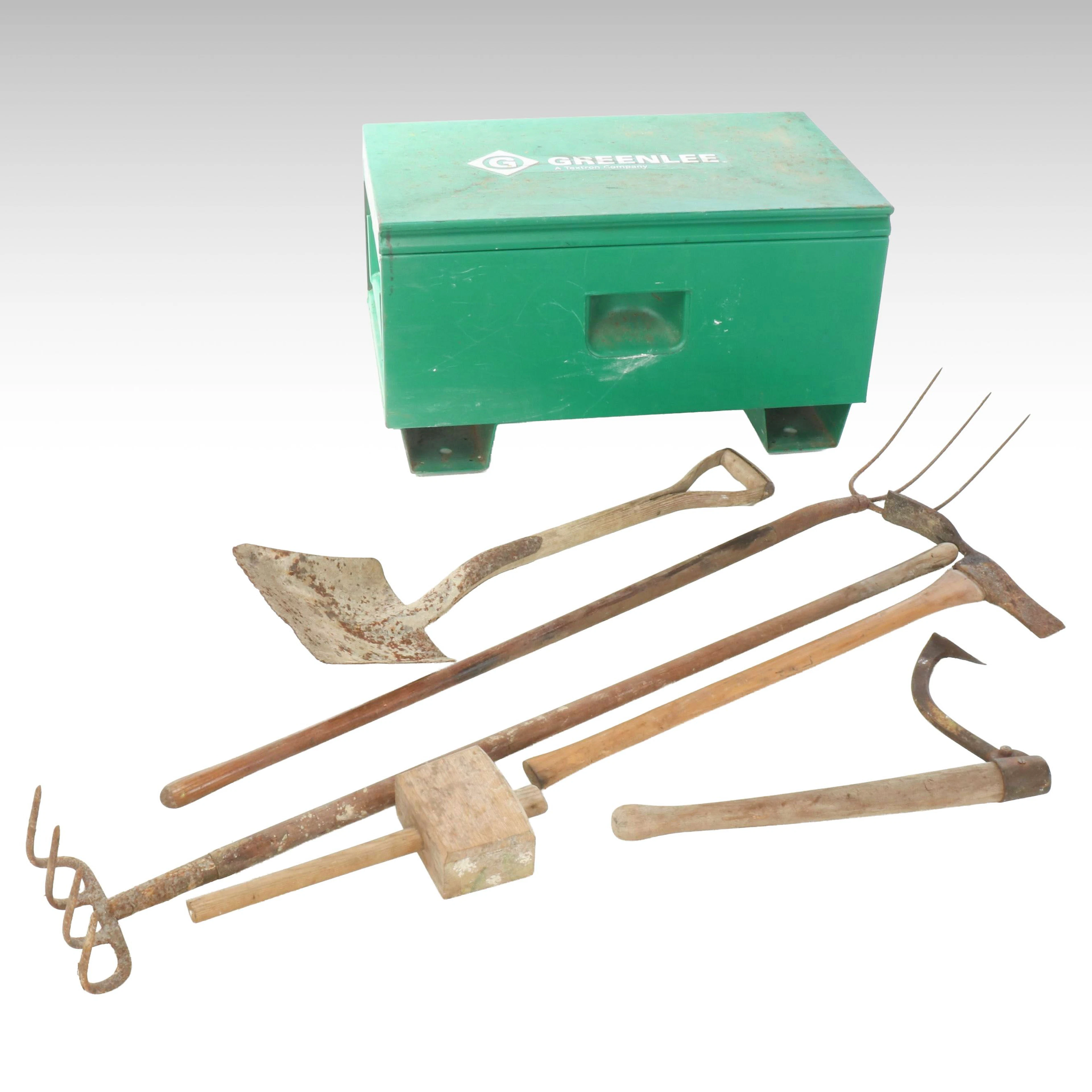 Stanley Mallet, Mattock Pick, Cultivator and More Tools with Greenlee Trunk