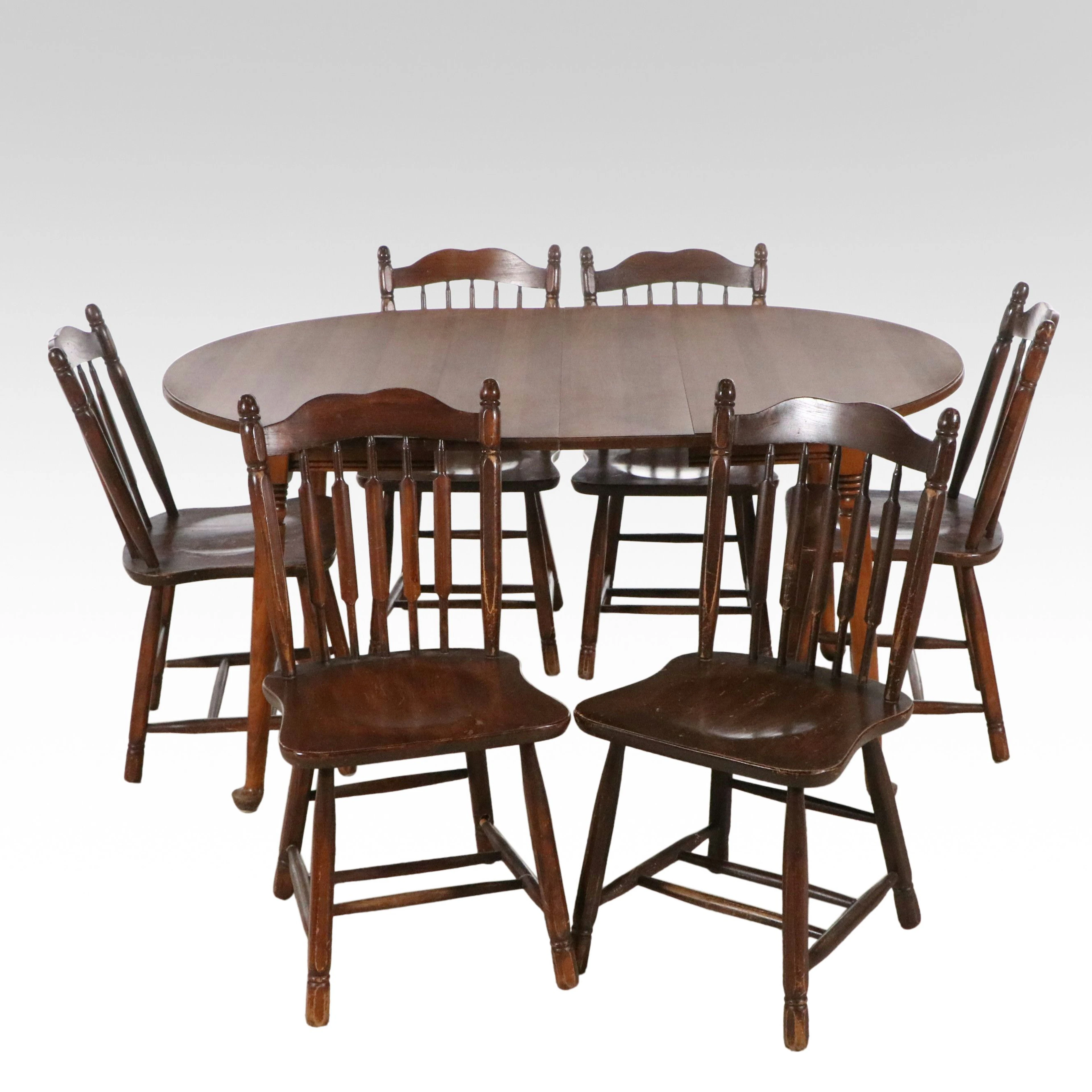 Tell City Chair Company Dining Table and Set of Six Chairs, Mid to Late 20th C.