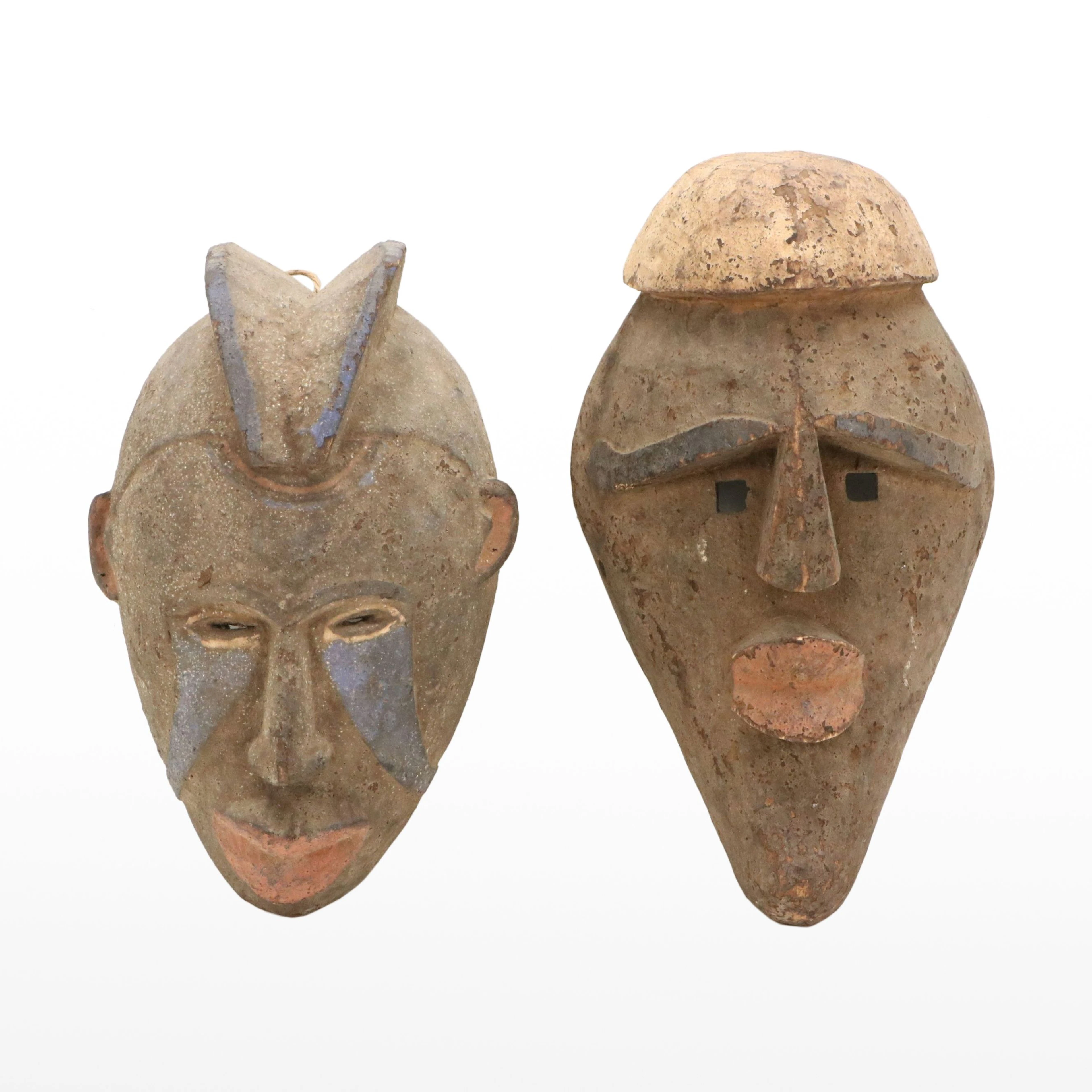 West African Dogon Style Pigmented Wooden Masks, Early to Mid-20th Century