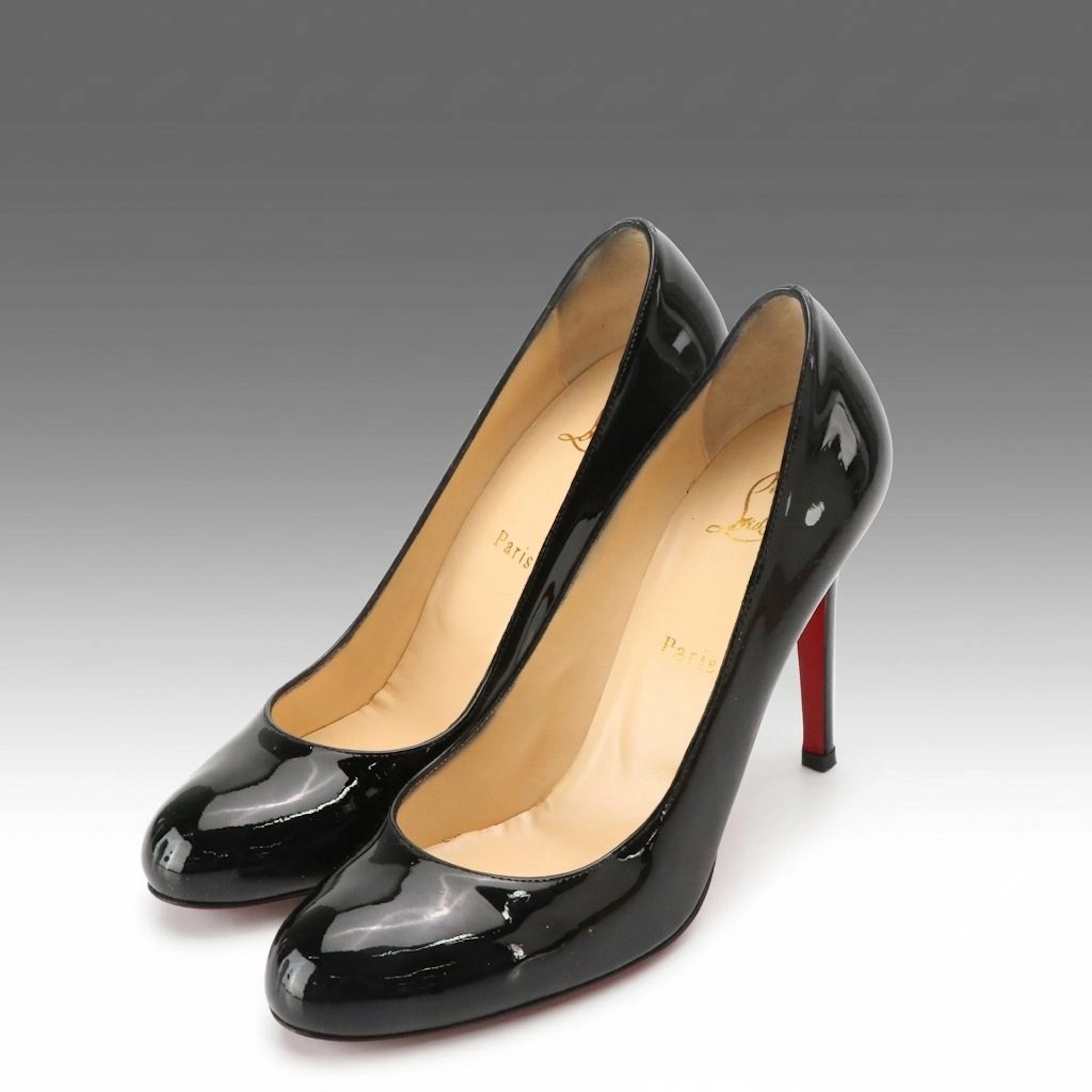 Christian Louboutin Black Patent Leather Simple 100 Pumps with Box