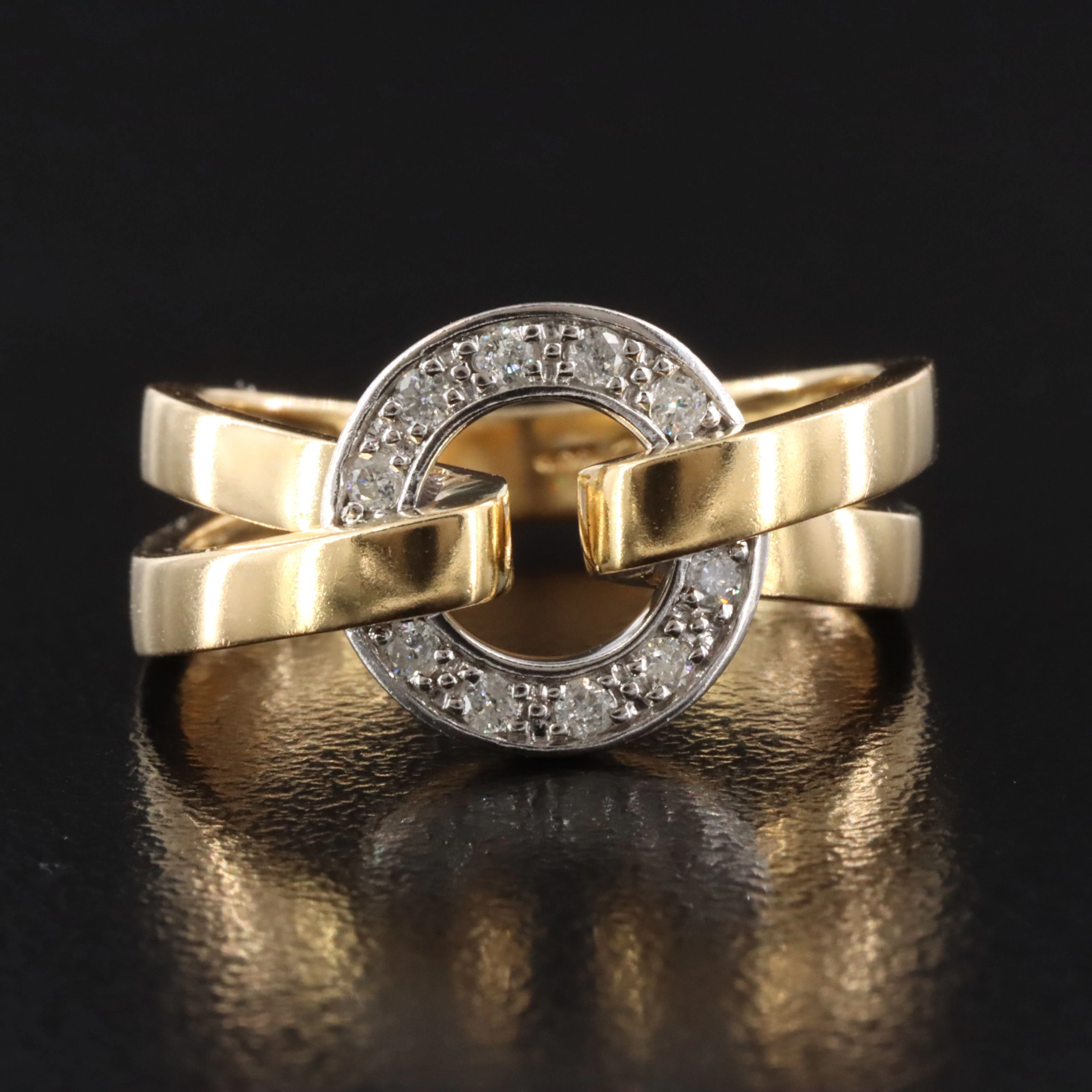 Guy Laroche 18K 0.15 CTW Diamond Two-Tone Circle Ring