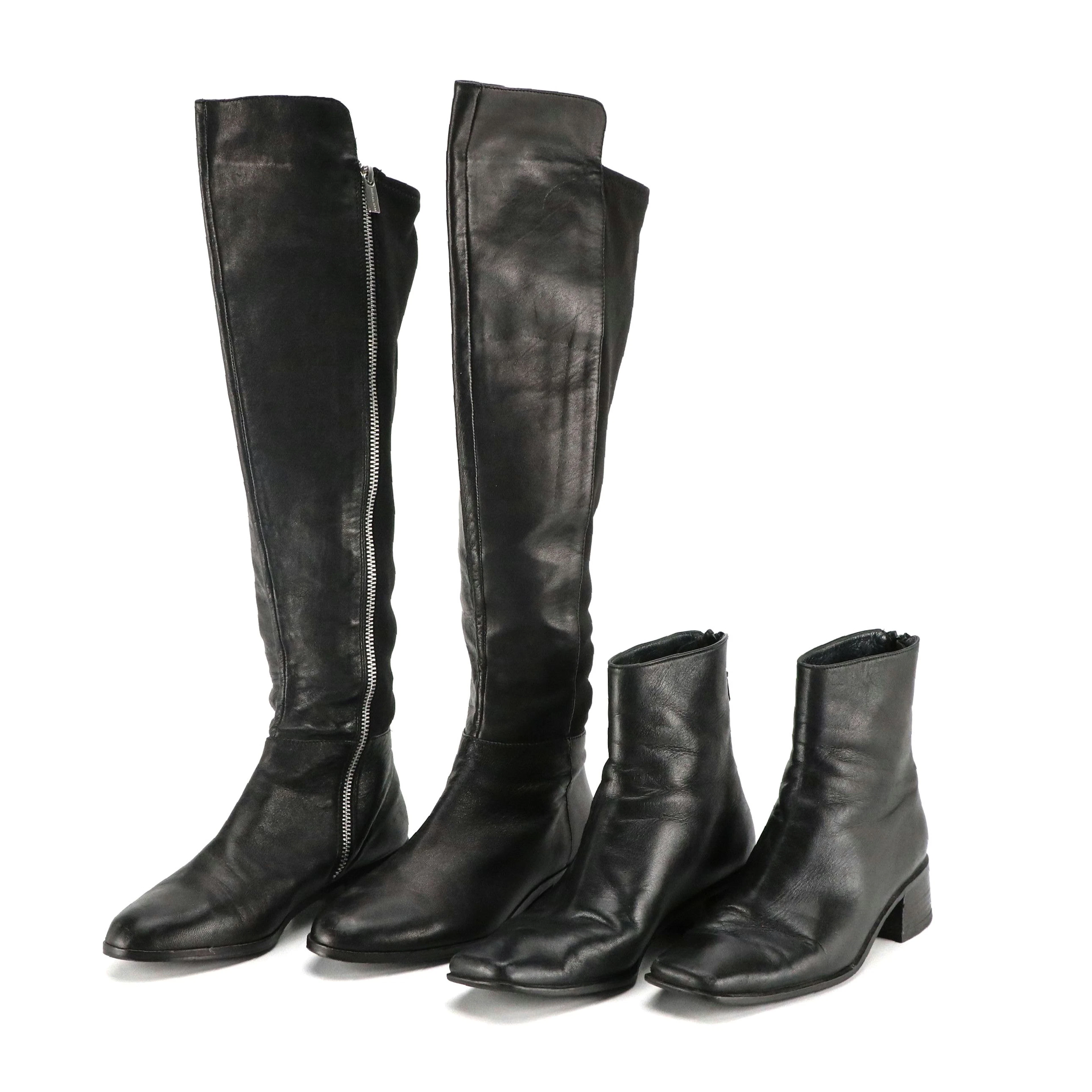 Stuart Weitzman Black Leather Ankle Boots and Michael Kors Knee-High Boots