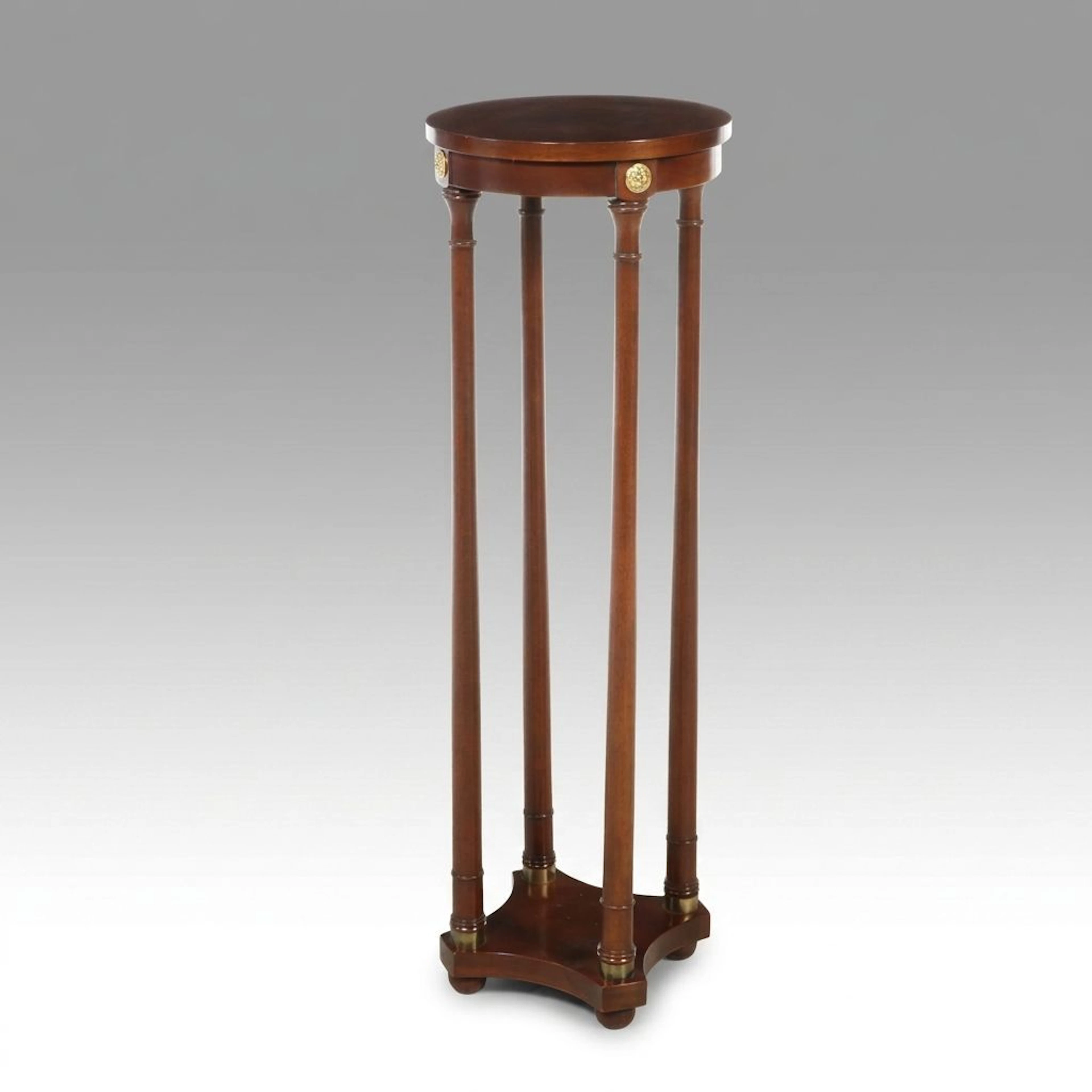 Baker Furniture Neoclassical Mahogany Pedestal Plant Stand, Late 20th Century