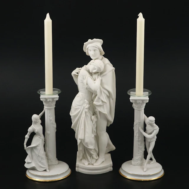 The Franklin Mint "Romeo and Juliet" Candlesticks with Minton Figurine