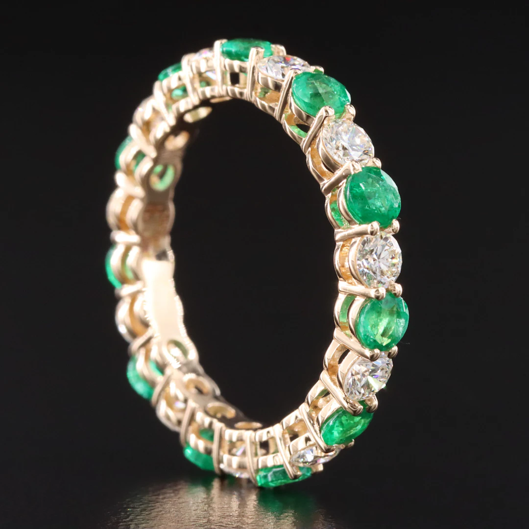 14K 1.38 CTW Emerald and 1.19 CTW Diamond Eternity Band