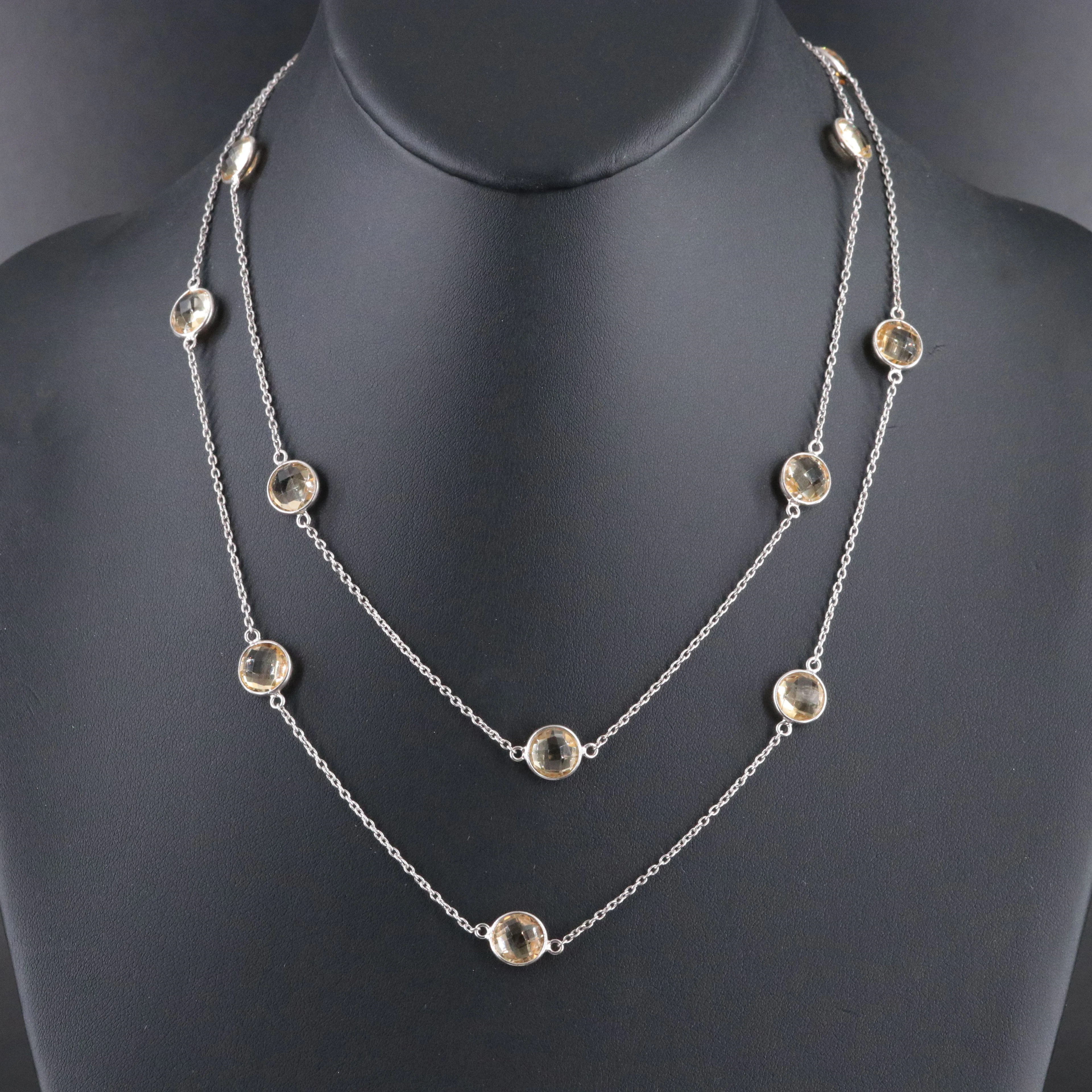 Sterling Citrine Station Necklace