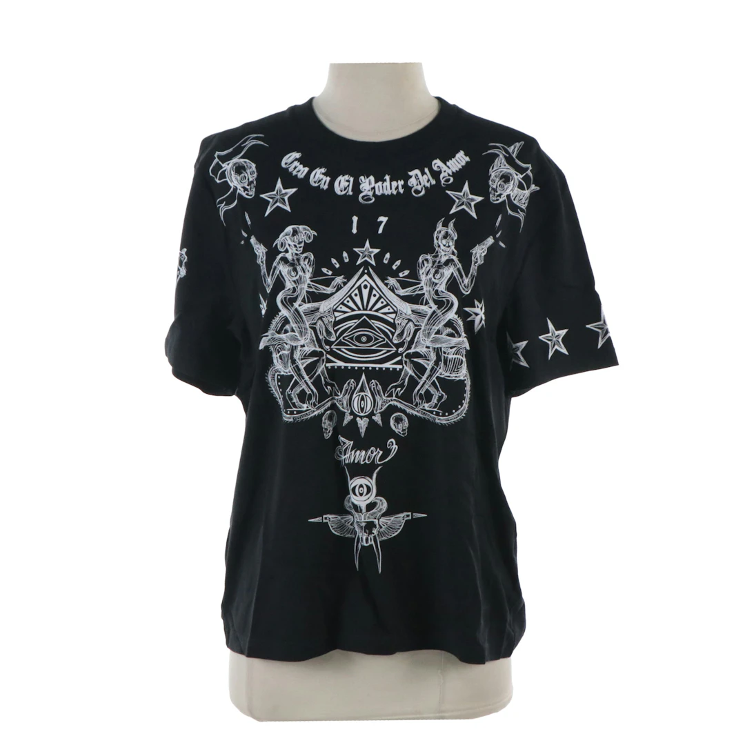 Givenchy Graphic Print Short Sleeve T-Shirt in Black Cotton with Tags