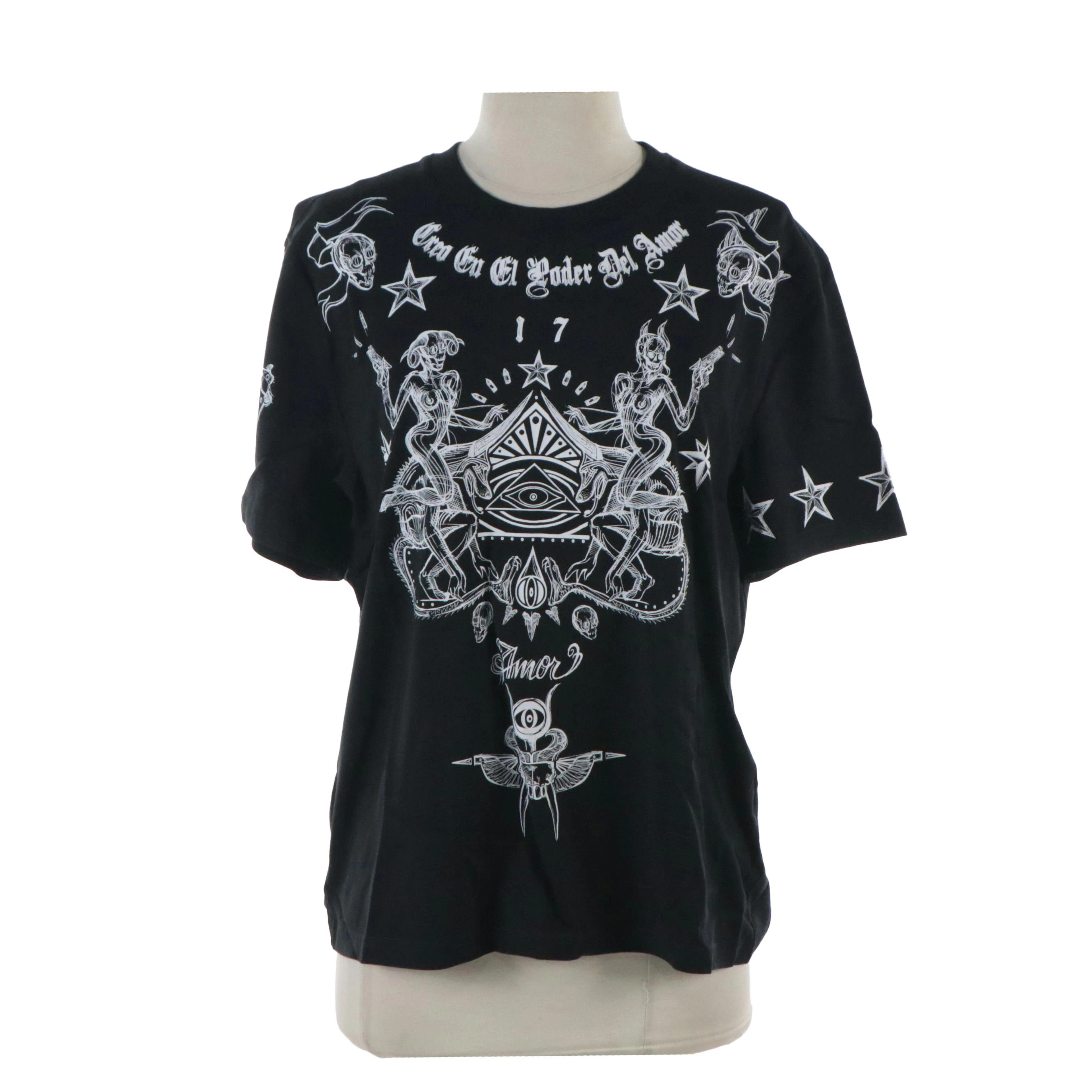 Givenchy Graphic Print Short Sleeve T-Shirt in Black Cotton with Tags