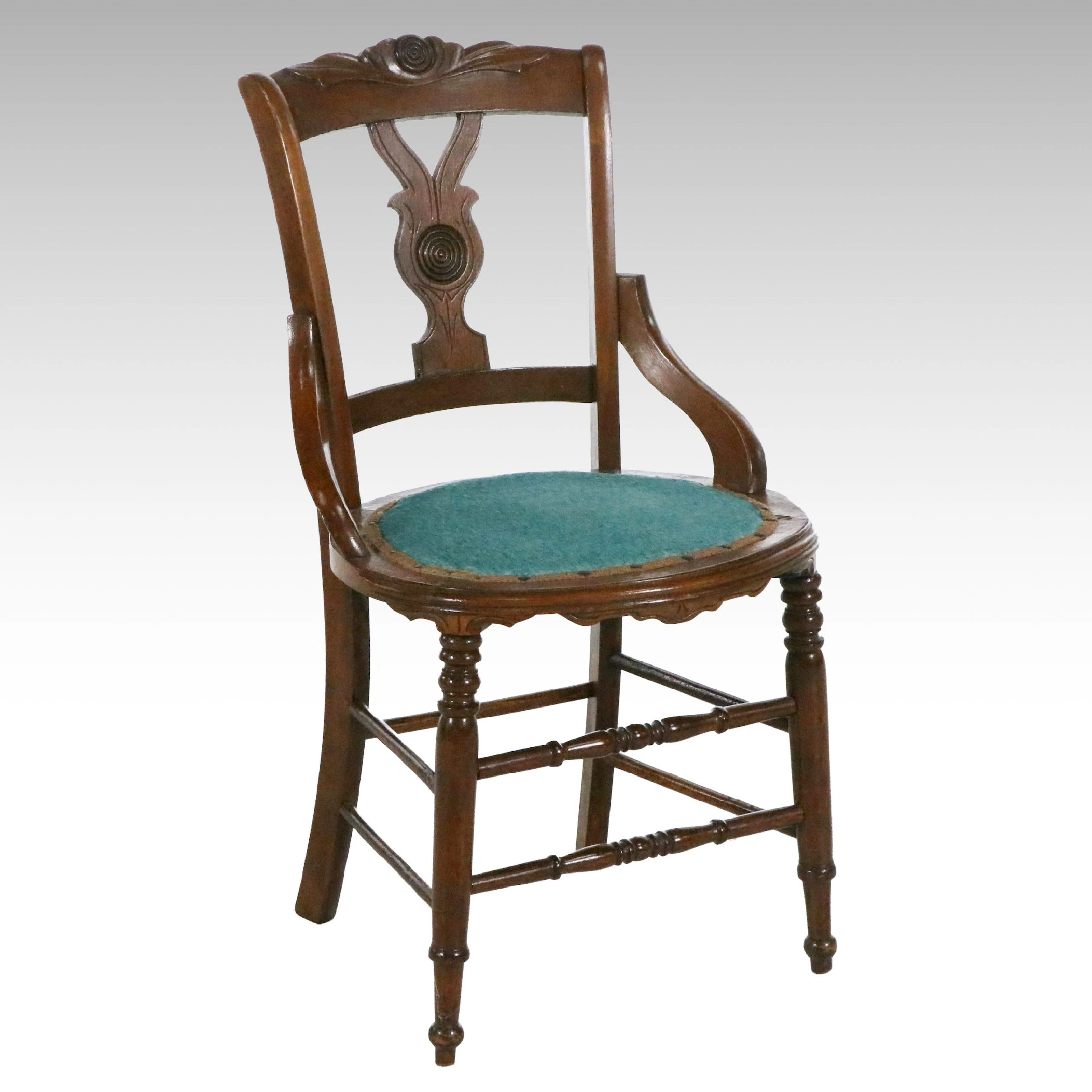 Victorian Walnut Parlor Chair, Late 19th/Early 20th Century