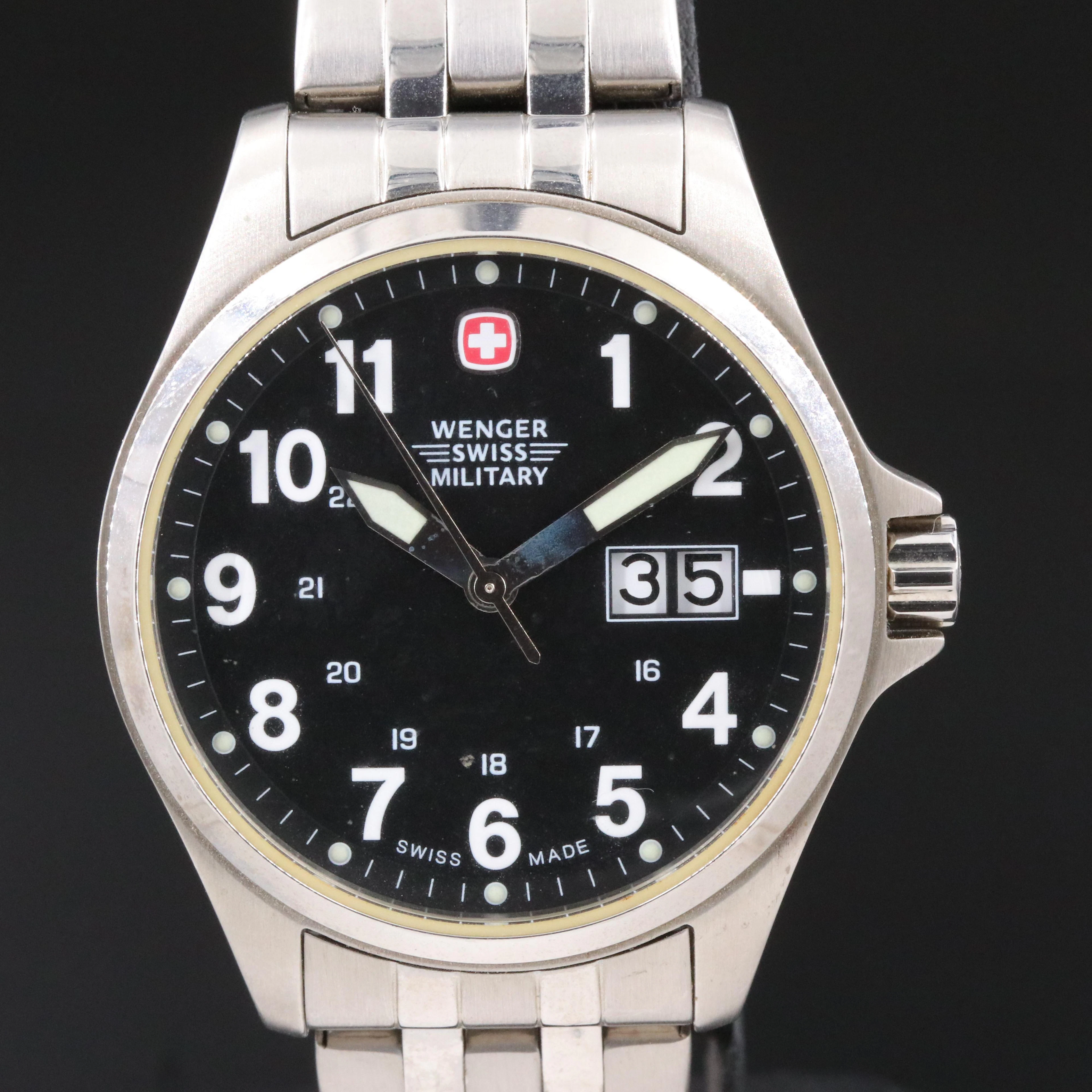 Wenger Swiss Military Stainless Steel Black Dial Field Watch #7270X