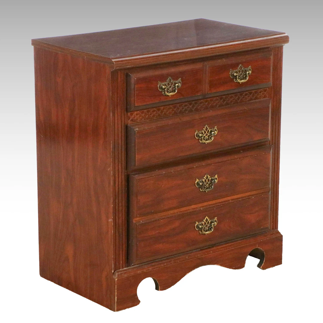 Chippendale Style Cherry Finish Nightstand, Late 20th Century