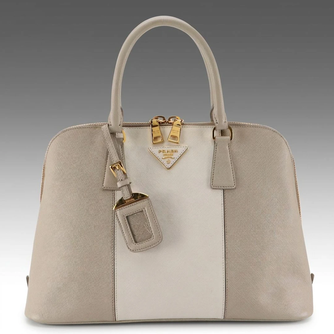 Prada Medium Bicolor Promenade Bag in Saffiano Leather