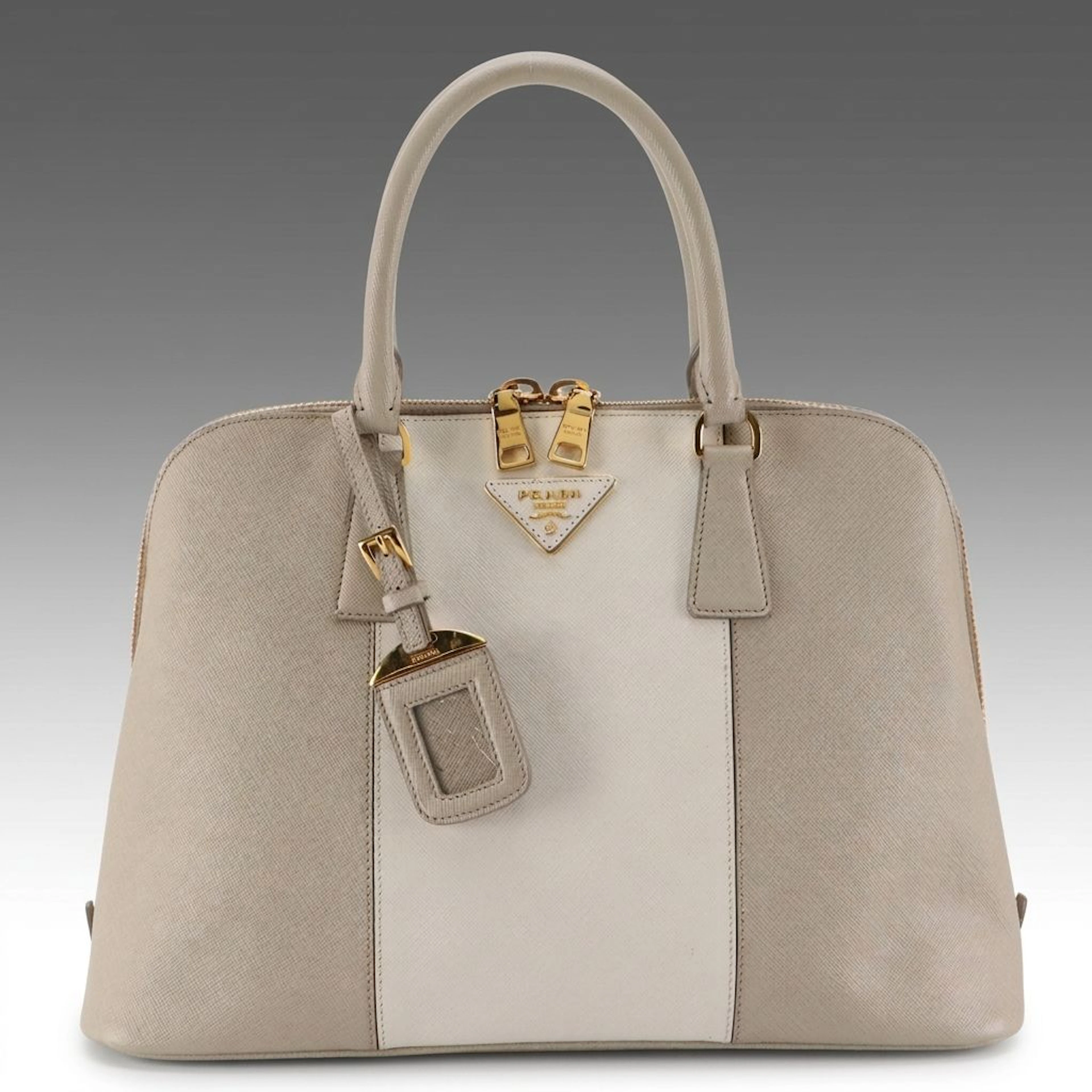Prada Medium Bicolor Promenade Bag in Saffiano Leather