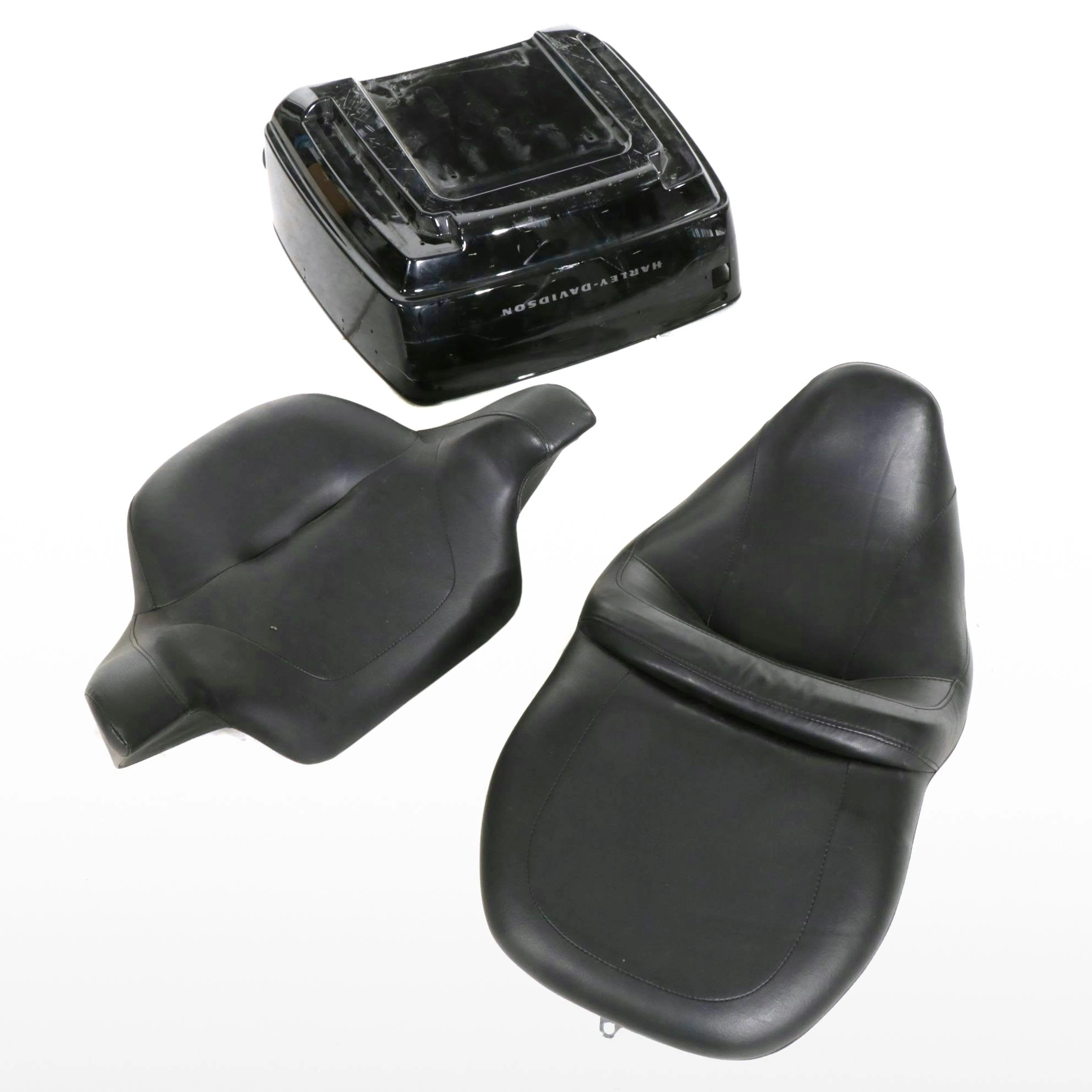 Harley-Davidson Motorcycle Black Vinyl Touring Seat with Backrest and Tour Pack