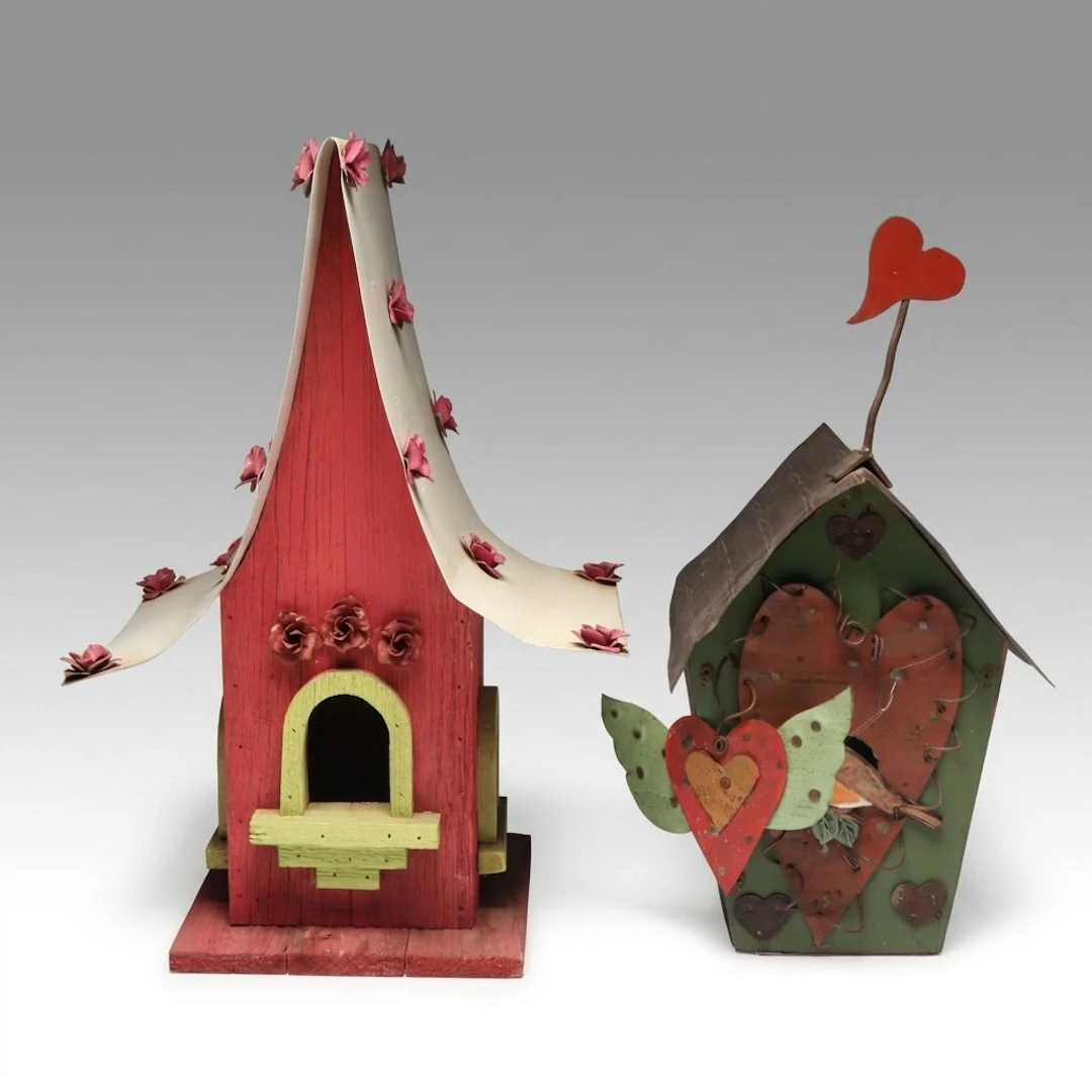 Rustic Wood and Metal Decorative Birdhouses