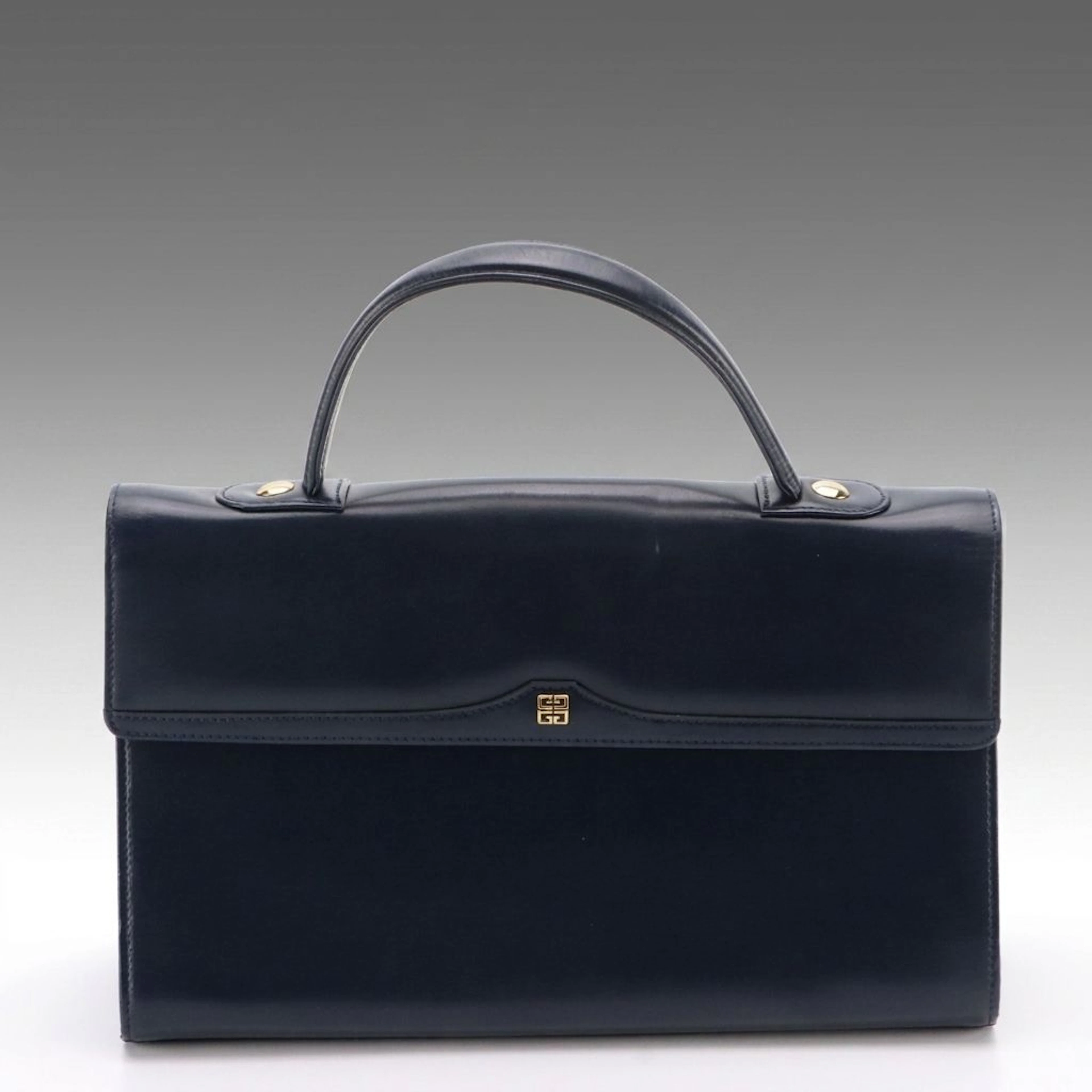Givenchy Top Handle Foldover Handbag in Dark Blue Leather