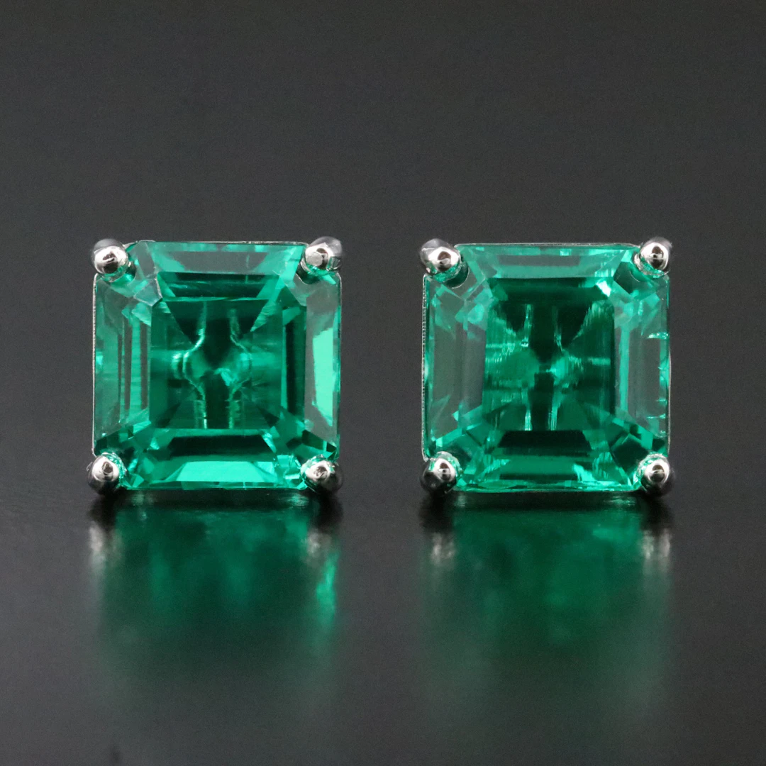 14K 5.09 CTW Lab Grown Emerald Earrings