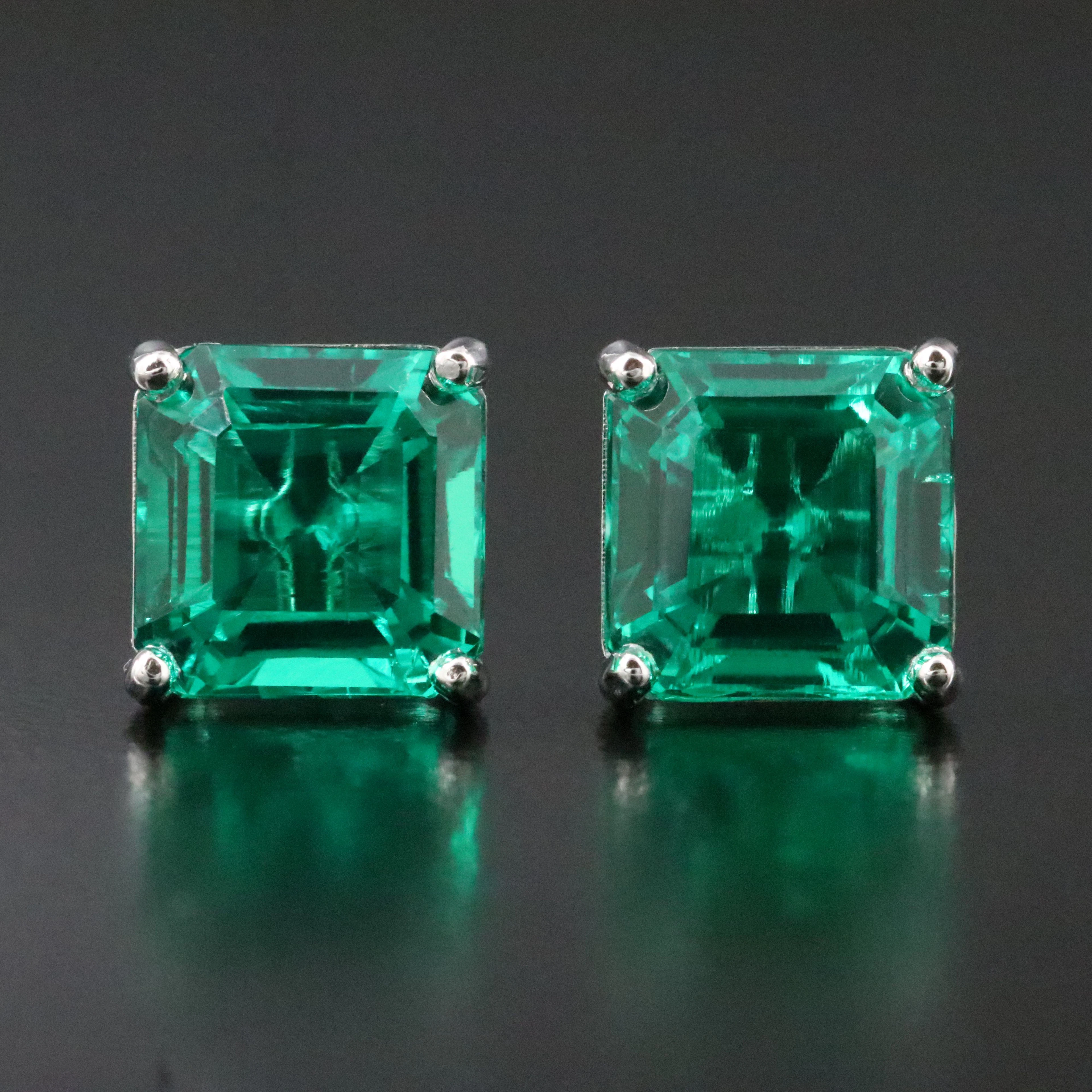 14K 5.09 CTW Lab Grown Emerald Earrings
