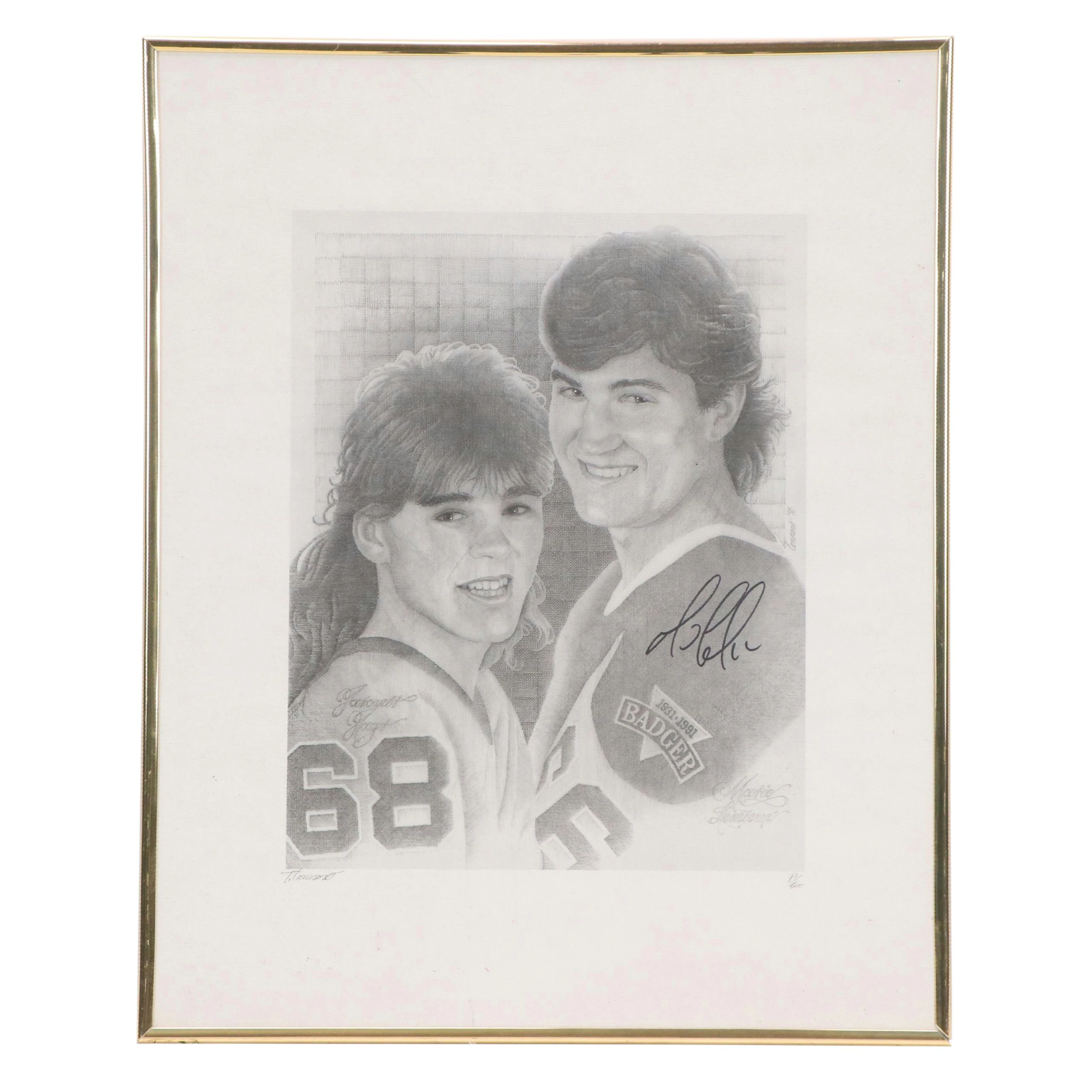 Mario Lemieux Signed Limited Edition Hockey Print Featuring Jaromir Jagr