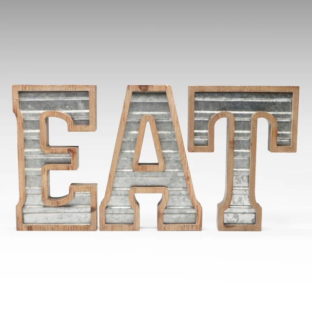 Rustic Galvanized Metal "Eat" Hanging Wall Décor