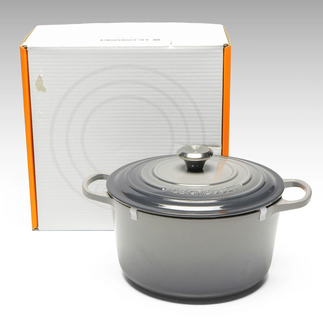 Le Creuset 6.5Q "Oyster" Deep Round Casserole Dish, Contemporary