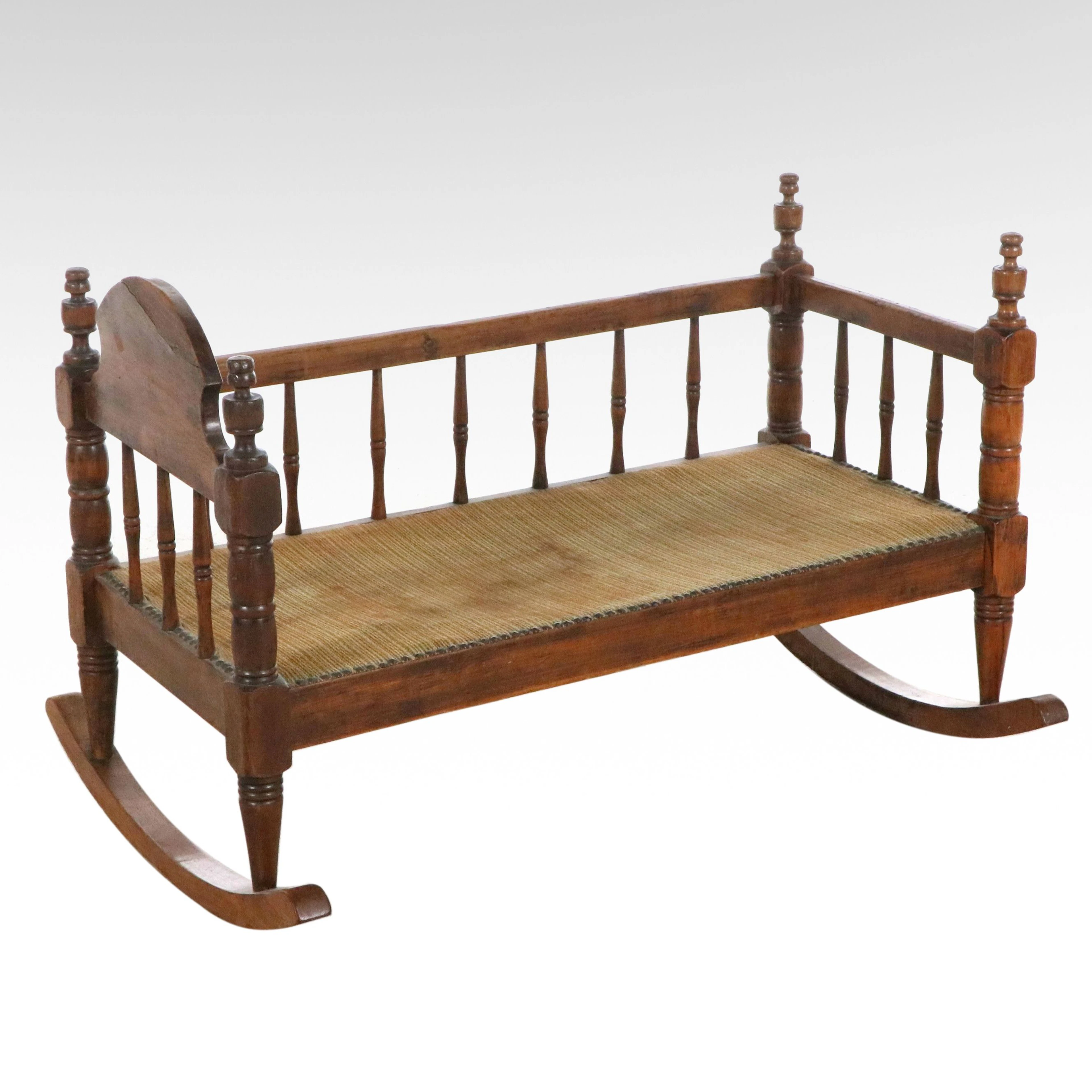 Colonial Revival Spindle-Back Rocking Cradle Bench, 20th Century