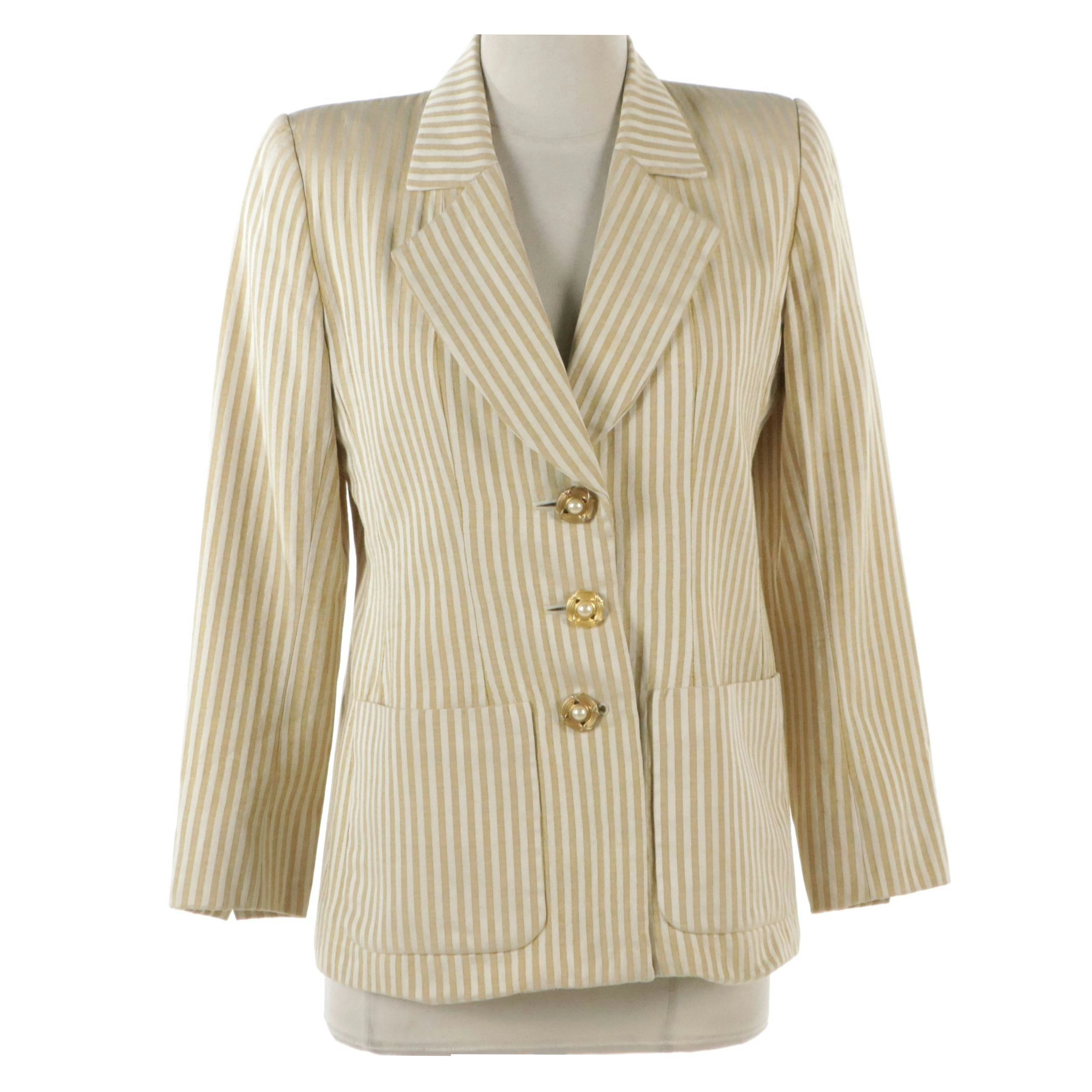 Yves Saint Laurent Rive Gauche Vintage Blazer in Vertical Striped Wool Blend