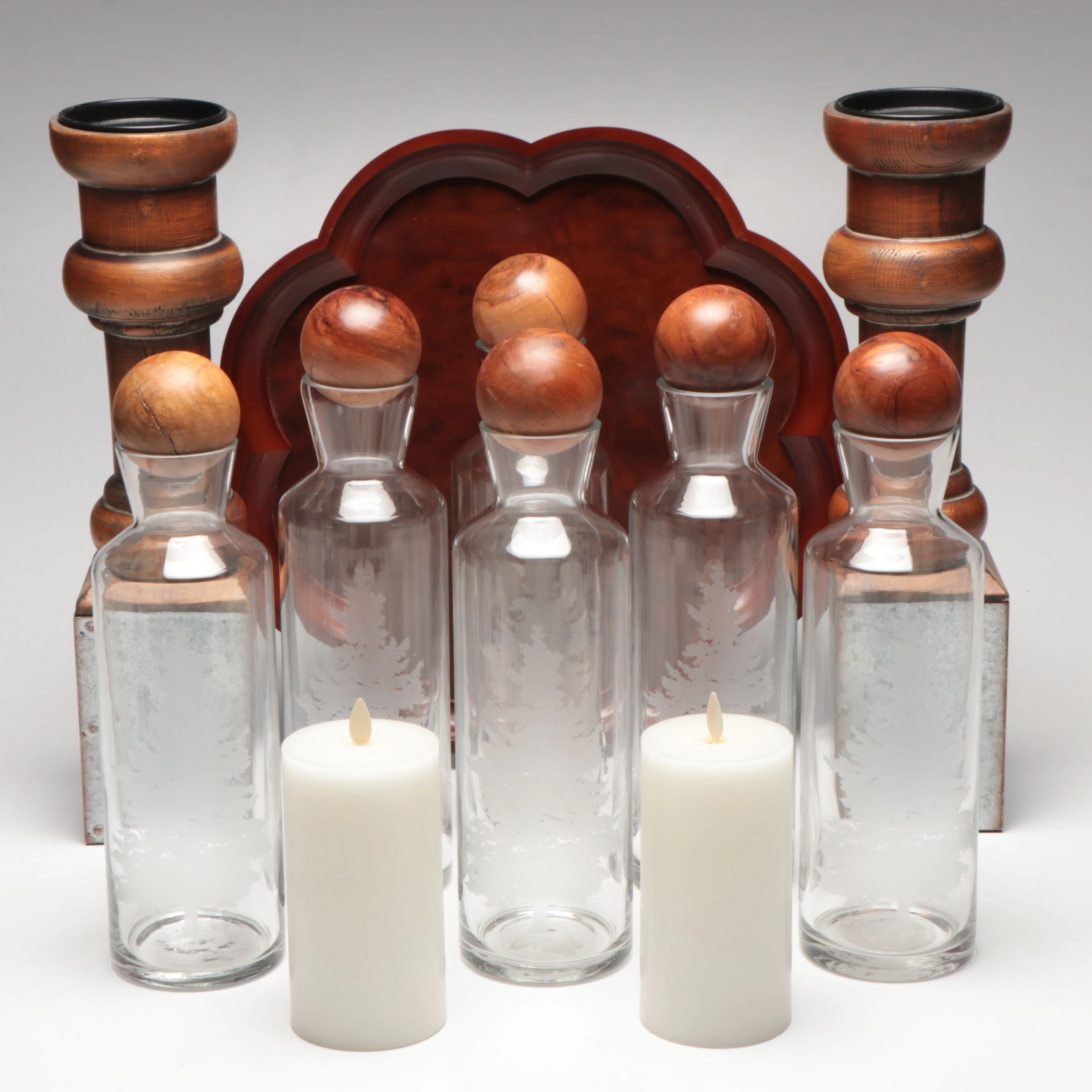 Global Views "Williamsburg" Scalloped Wood Tray with More Table Accessories