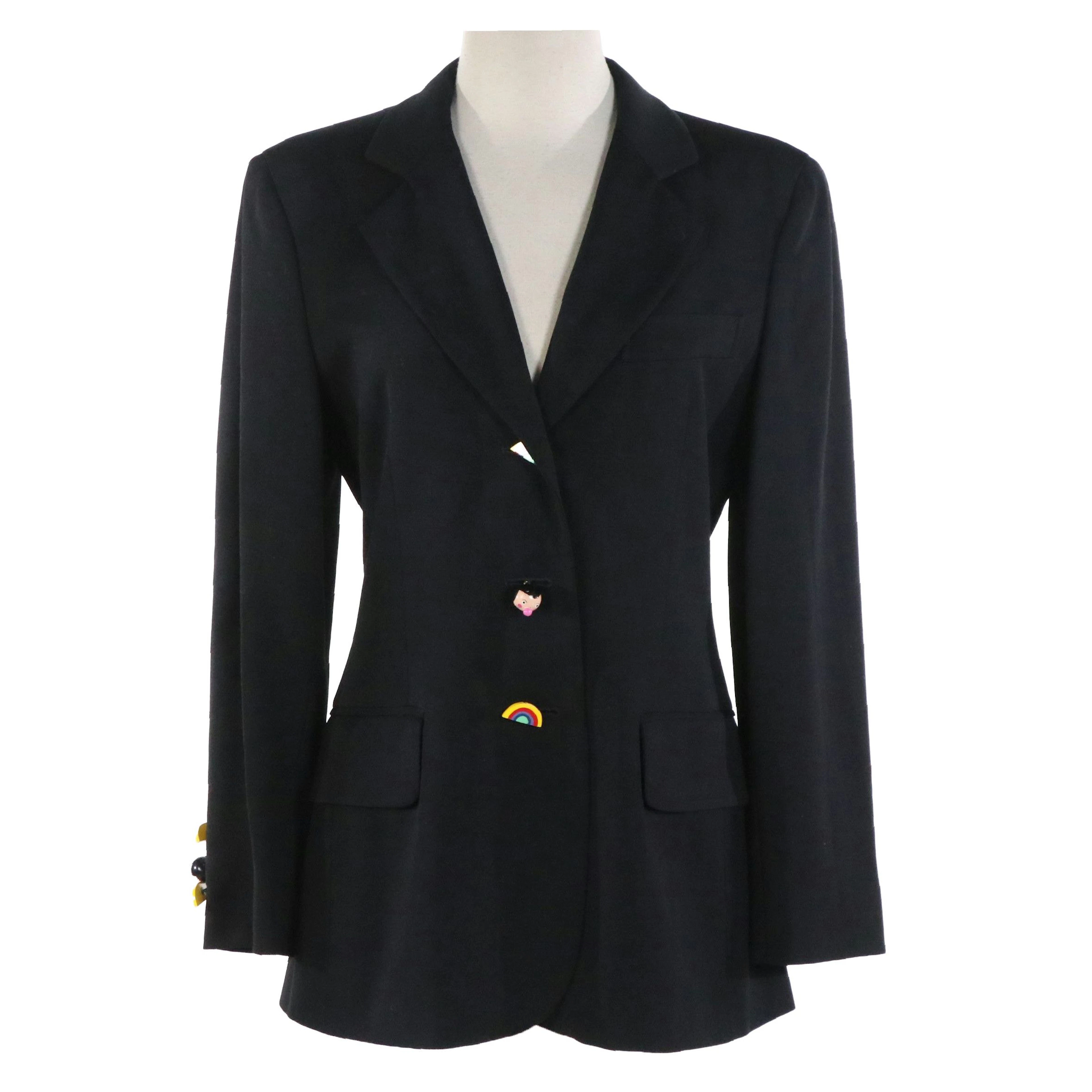Moschino Cheap and Chic Novelty Button Wool Blazer, Vintage