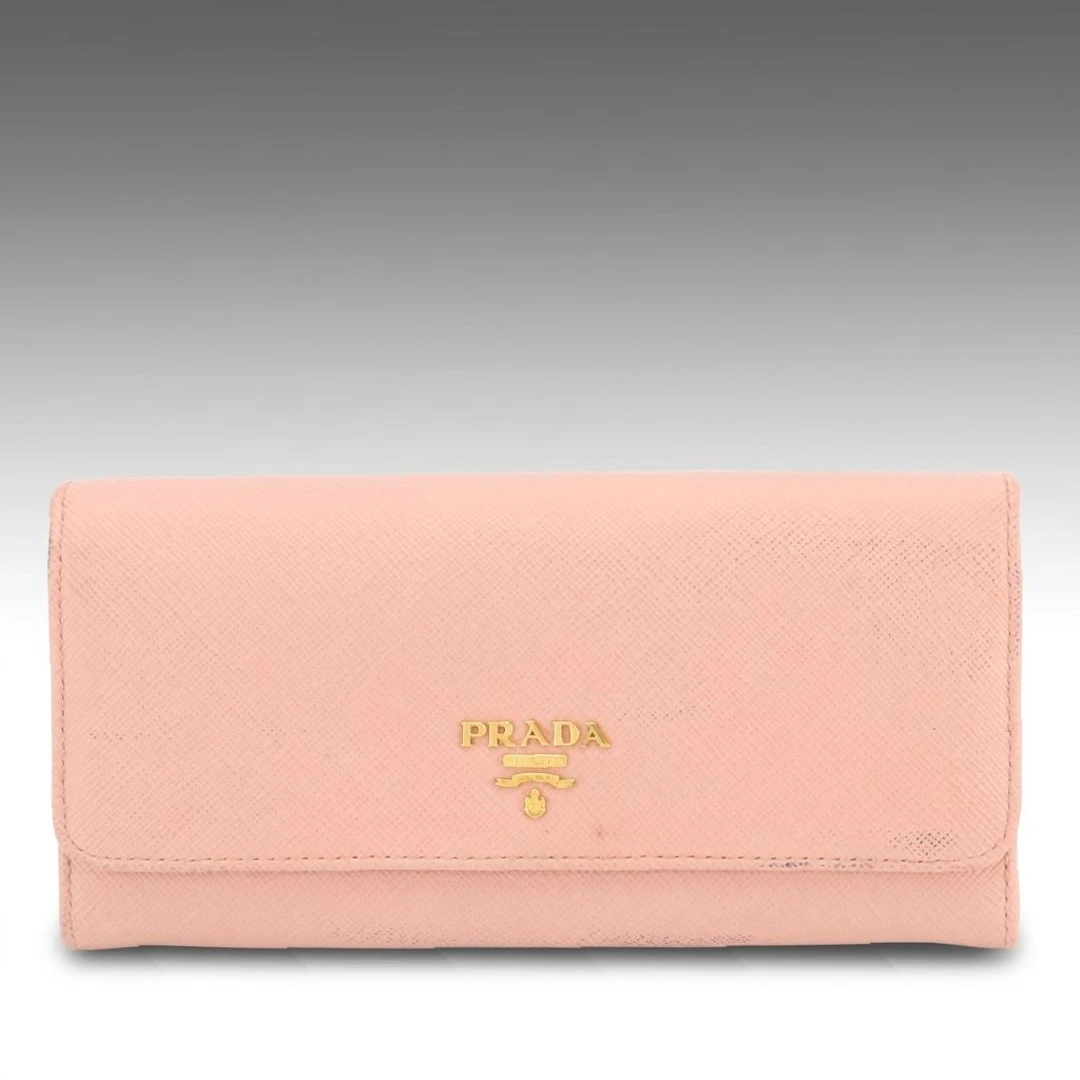 Prada Long Wallet in Light Pink Saffiano Leather