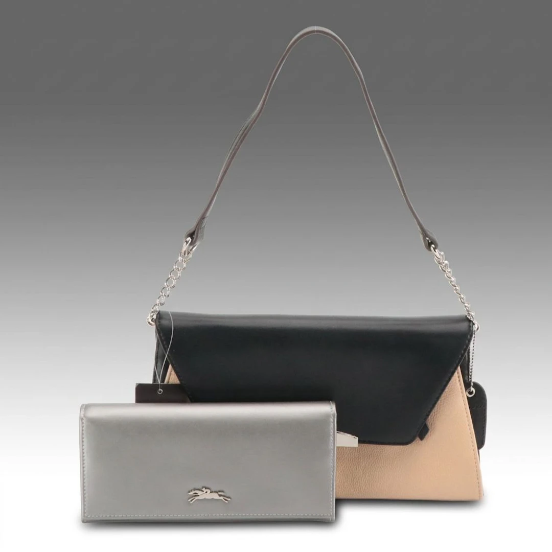 Clarks Envelope Clutch Shoulder Bag and Longchamp Honore 404 Continental Wallet
