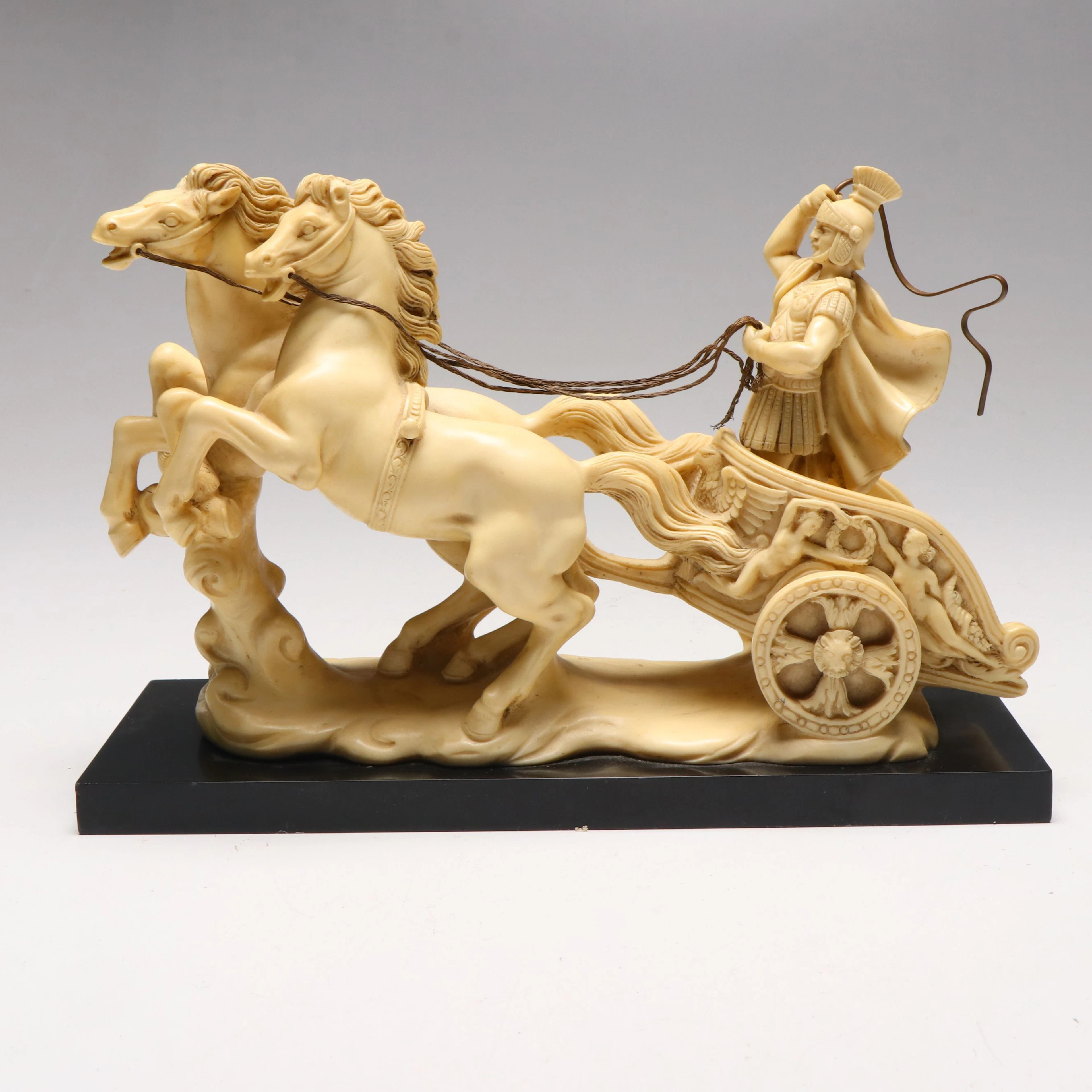 Gino Ruggeri Cast Resin Roman Chariot Sculpture