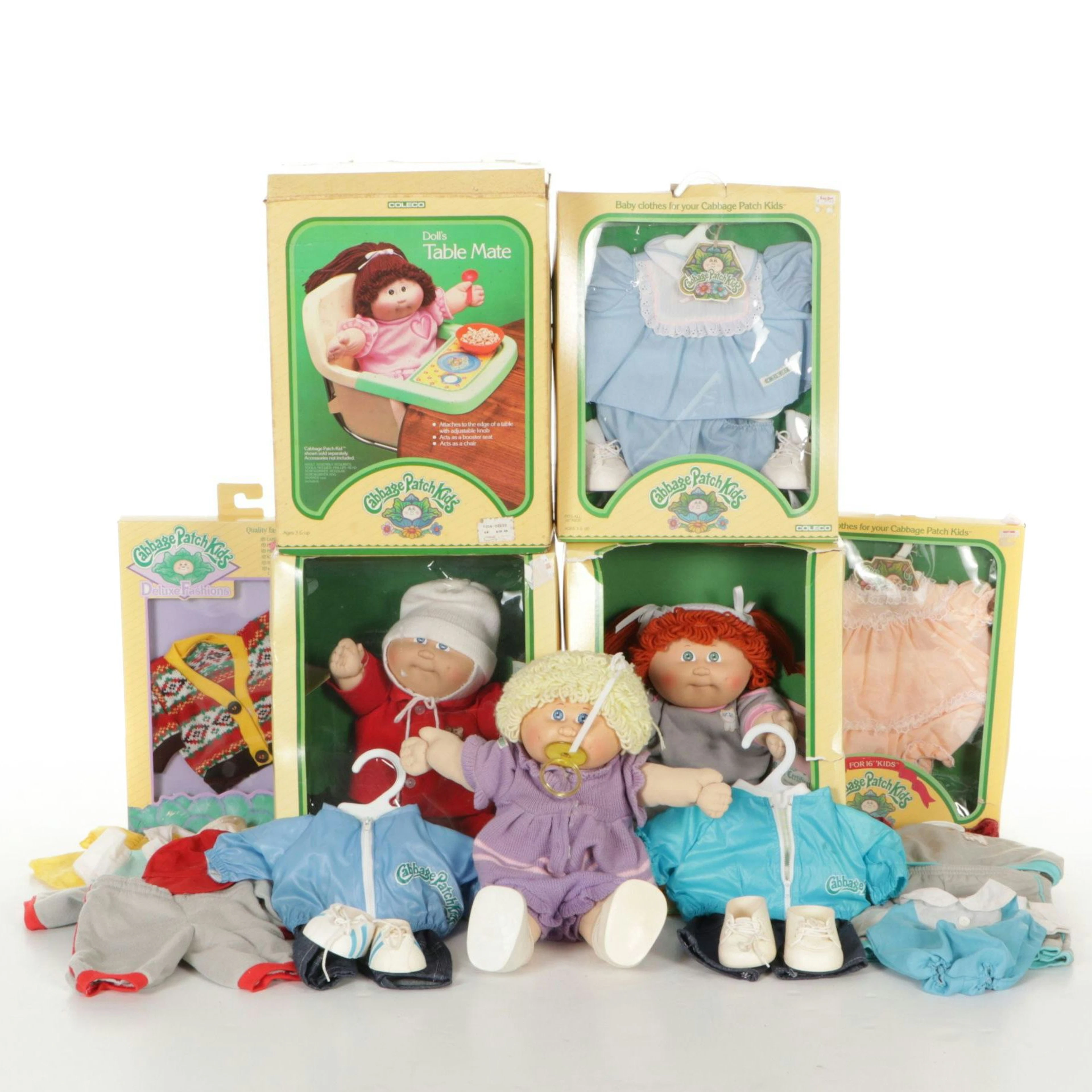 1980s Cabbage Patch Kids Collection with "Table Mate," "Deluxe Fashions" & More