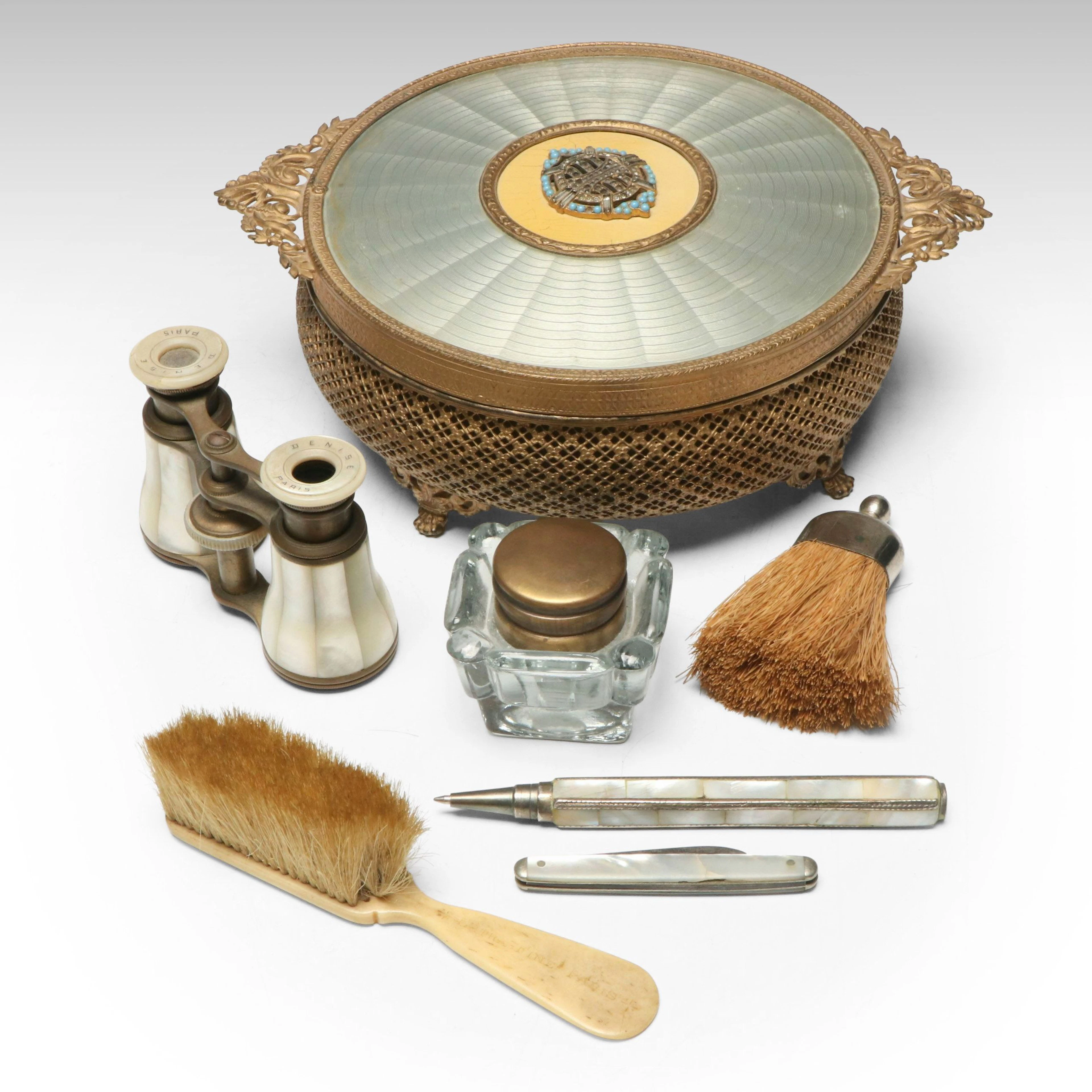 Apollo Studios Guilloche Enamel Vanity Box with More Accessories