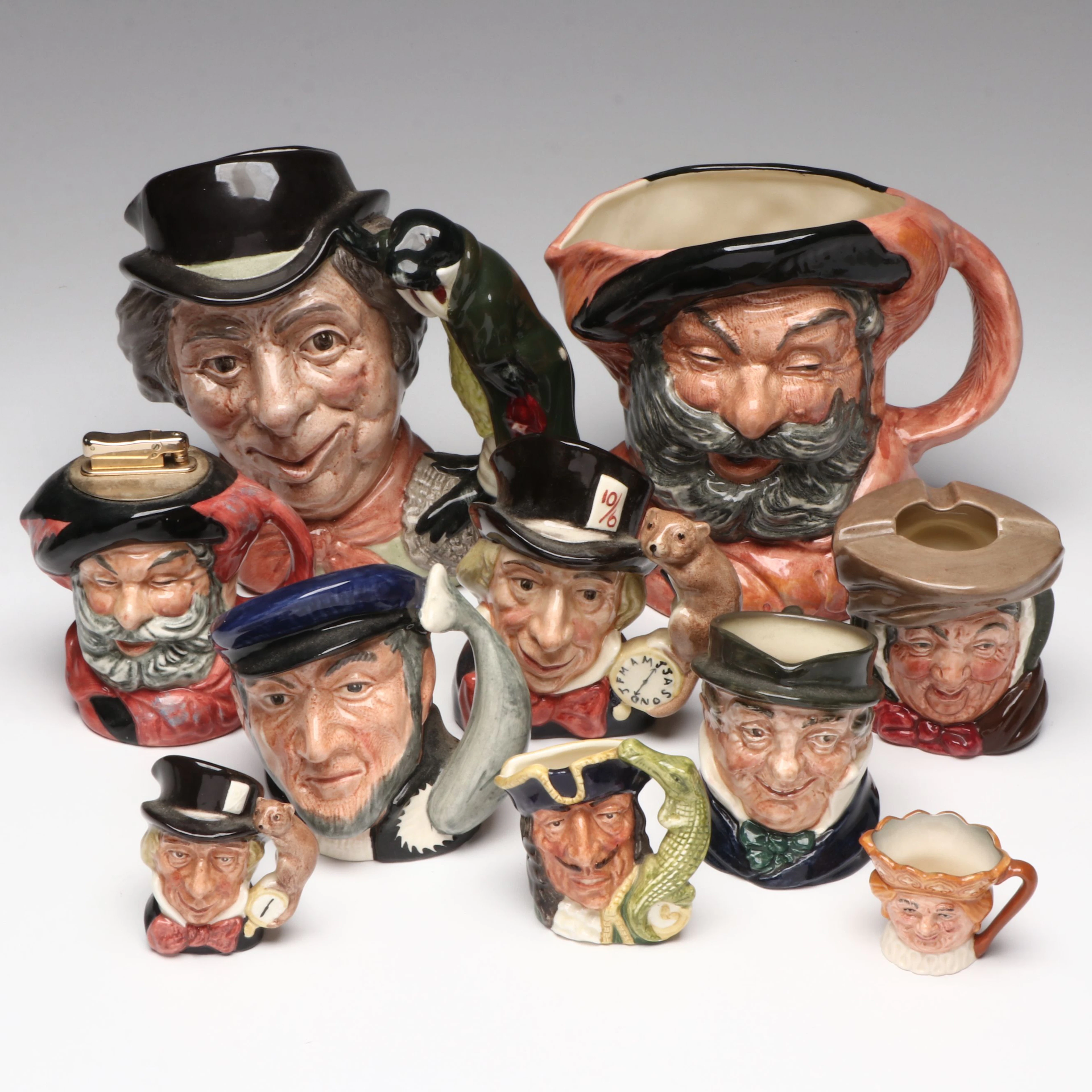 Royal Doulton "Falstaff" with Other Toby Jugs, Table Lighter and Ashtray